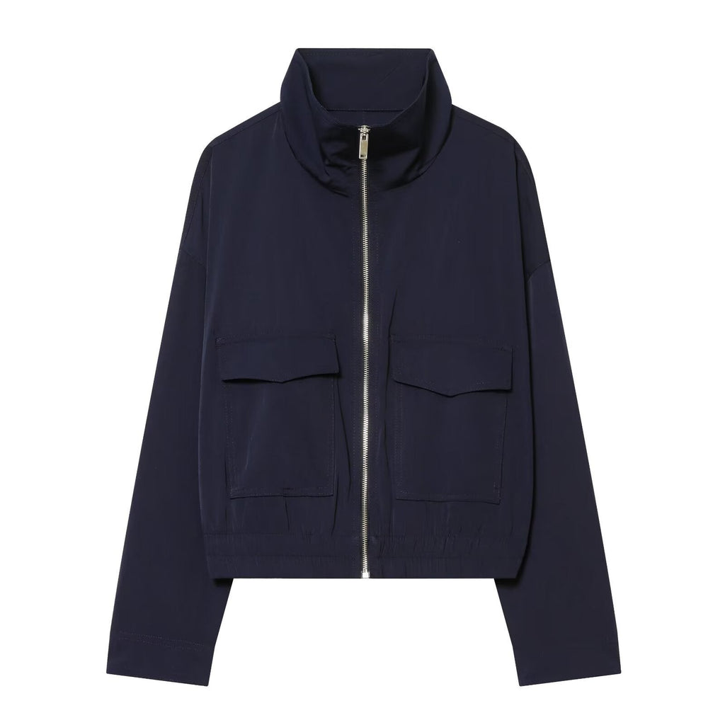 Women's Jacket Navy Blue Utility BYMANYC ® New York SOHO NAVY HIGH COLLAR BOMBER - New Collection