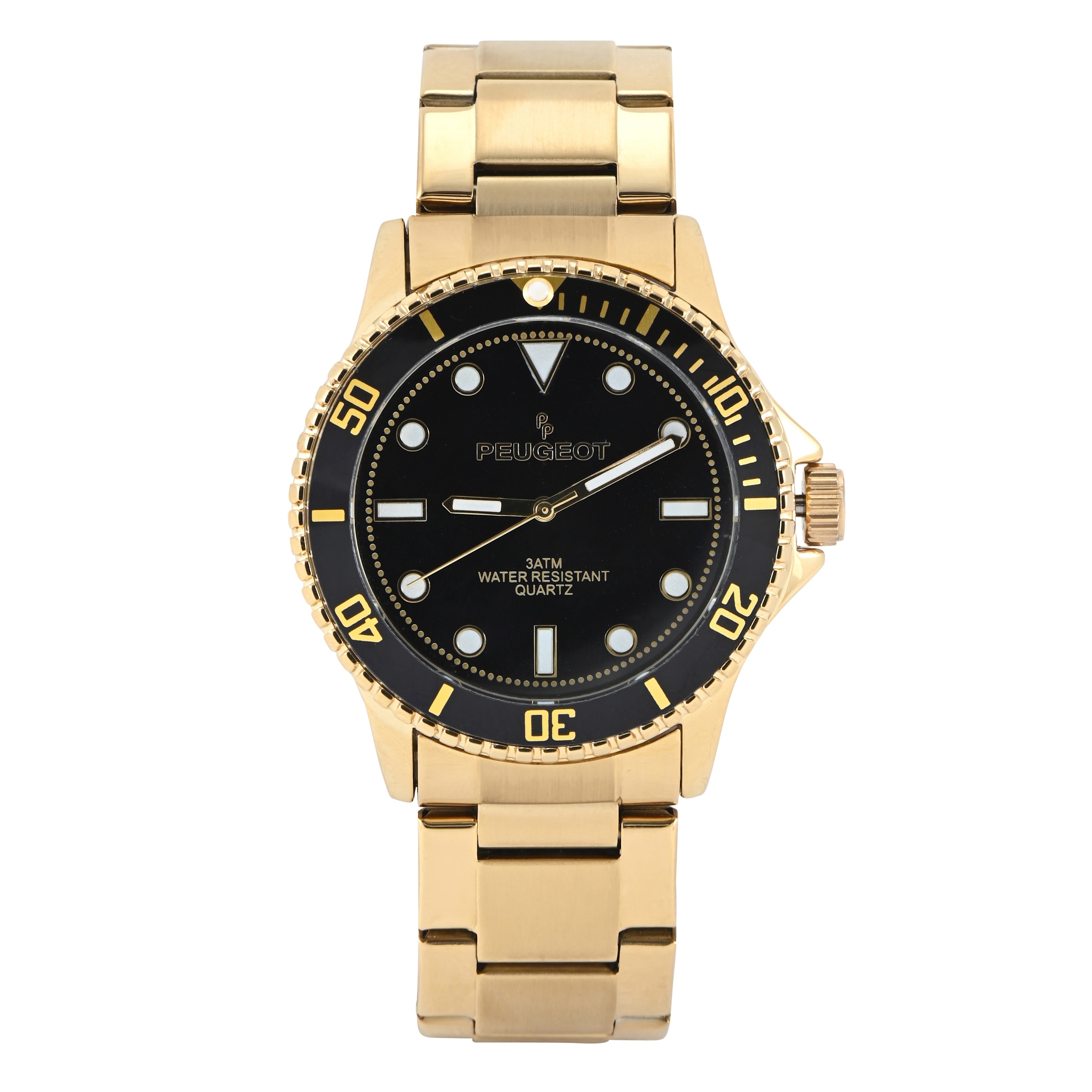Men's 40mm Sport Watch with Rotating Bezel-Stainless Steel Gold Bracelet