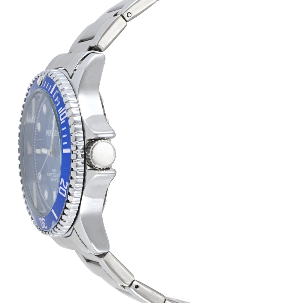 Men's 40mm Blue Dial Sport Bezel Stainless Steel Bracelet Watch