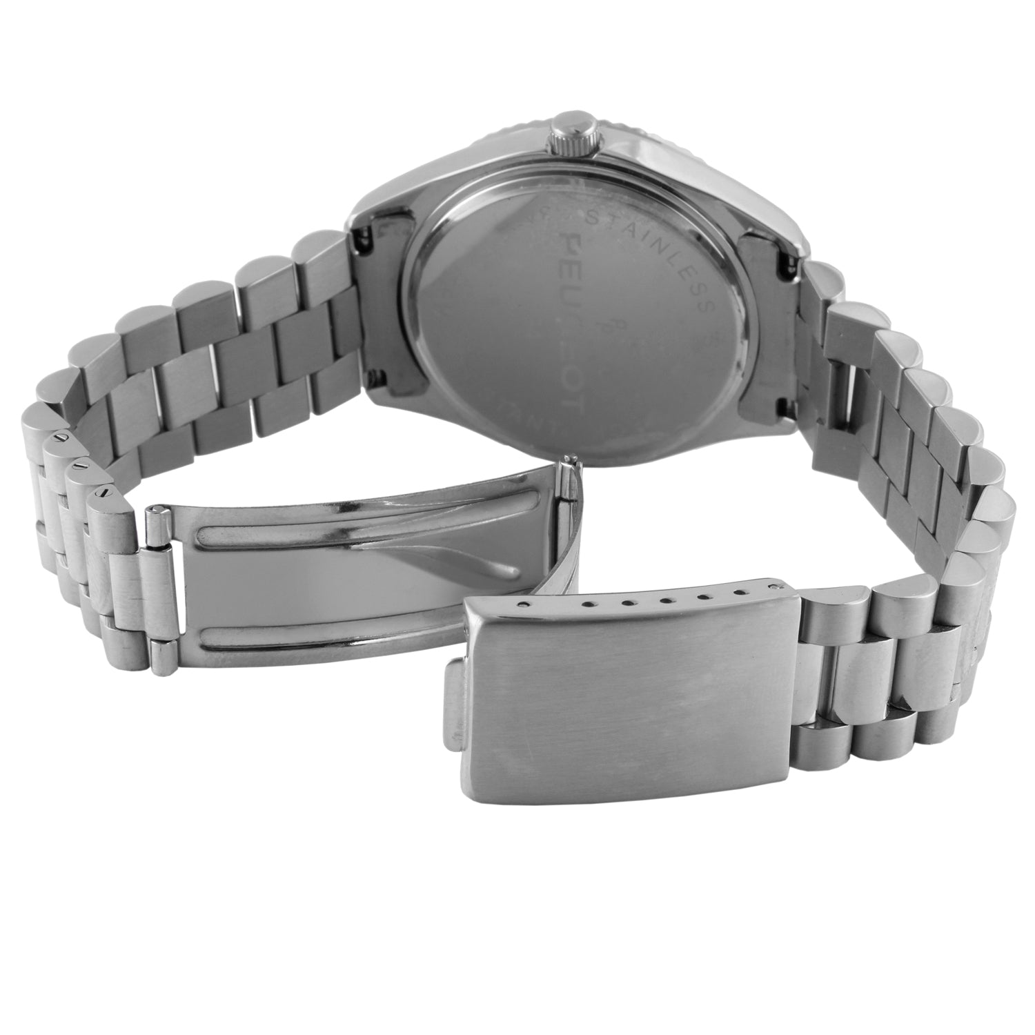 Men's 40mm Silver Face Fluted Bezel Steel Bracelet Watch