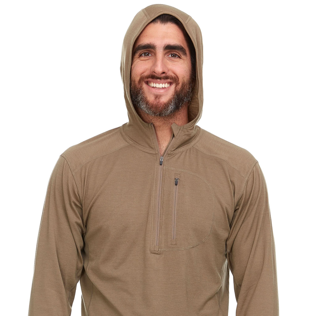 Microweight - Men's Wool 1/4 Zip Sun Hoodie Woolverino - My Men's Shop