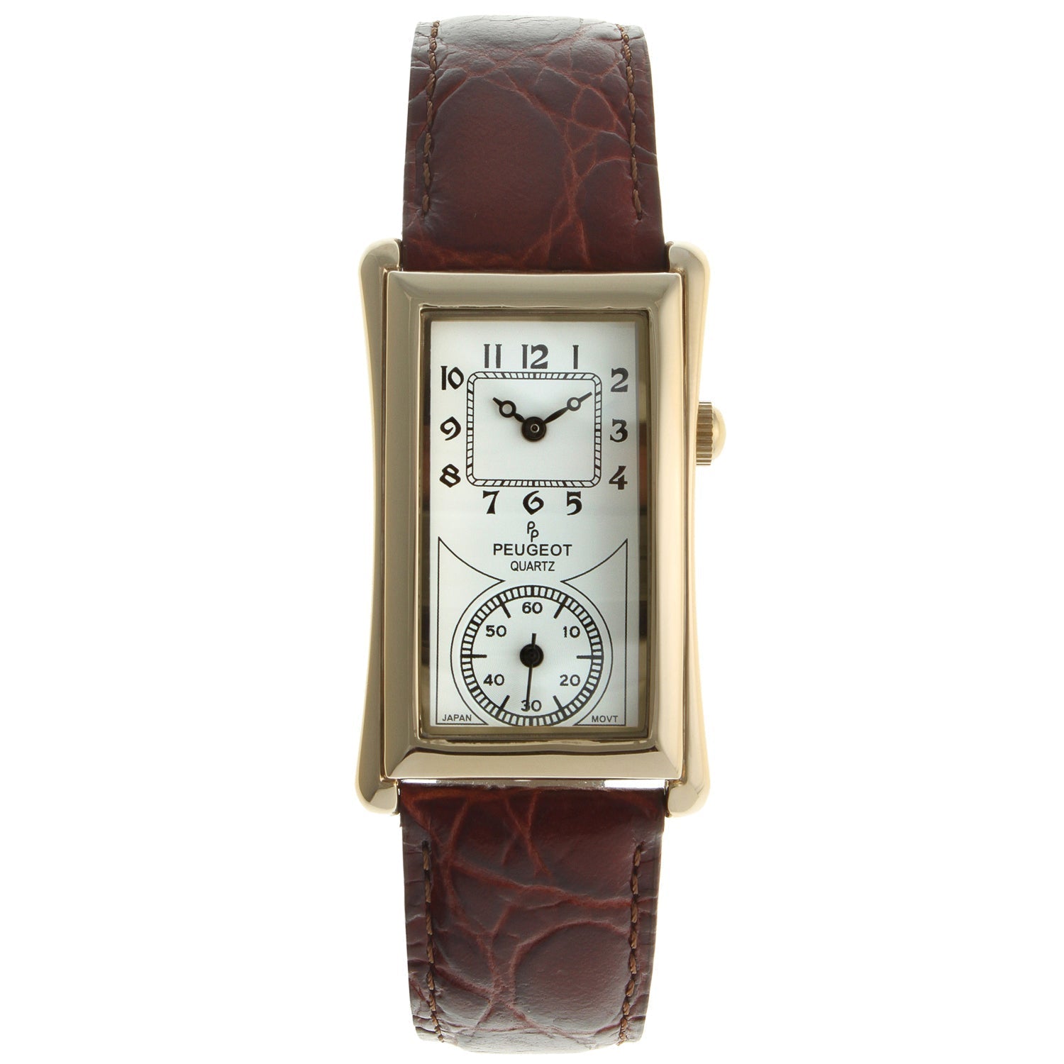 Men's 40x24 mm Gold Large Remote Sweep Leather Strap watch