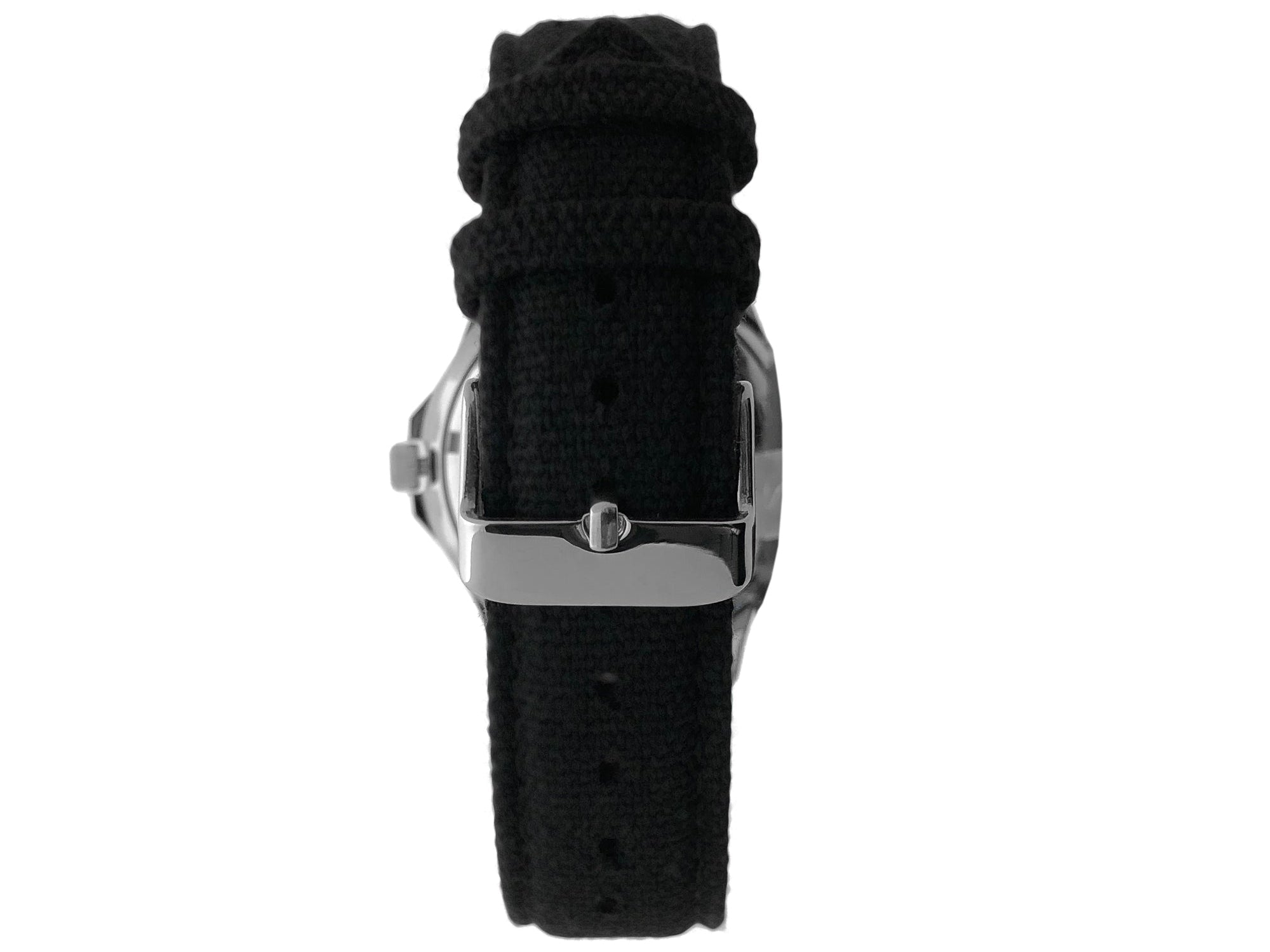 Men 40mm Military White Dial Calendar Watch with Canvas Strap