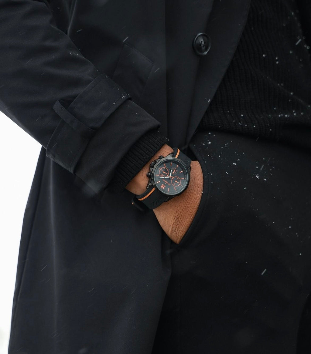 Men's 46mm Orange Multi-Function Sport Rubber Watch
