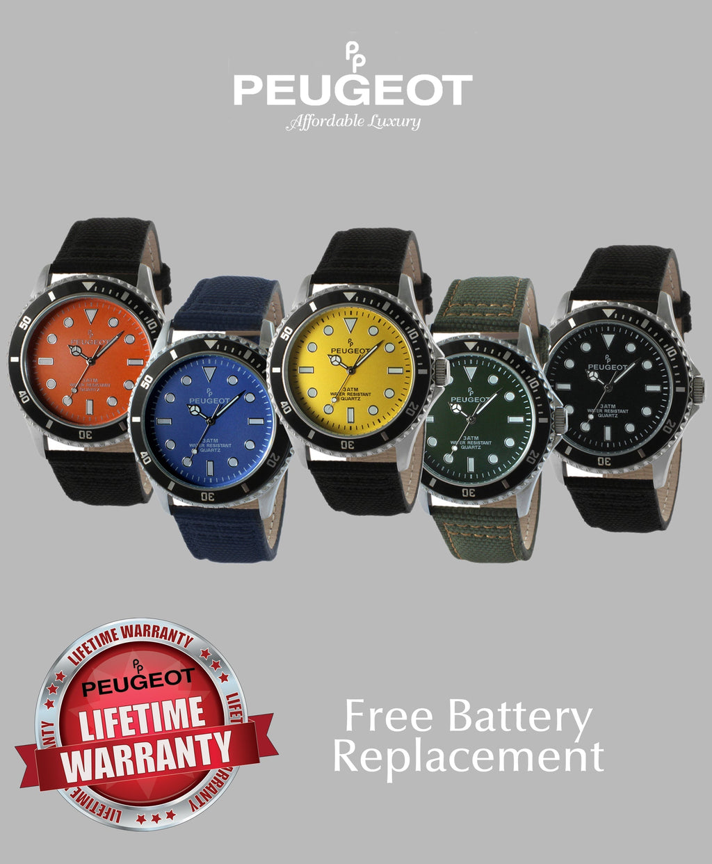 Men's 42mm Sport Bezel Watch with Black Dial and Canvas Strap
