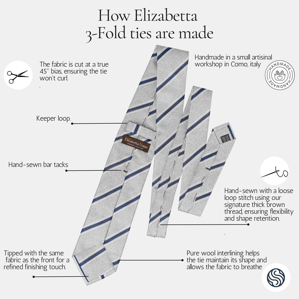Milano - Silk Jacquard Tie - Navy and Gold