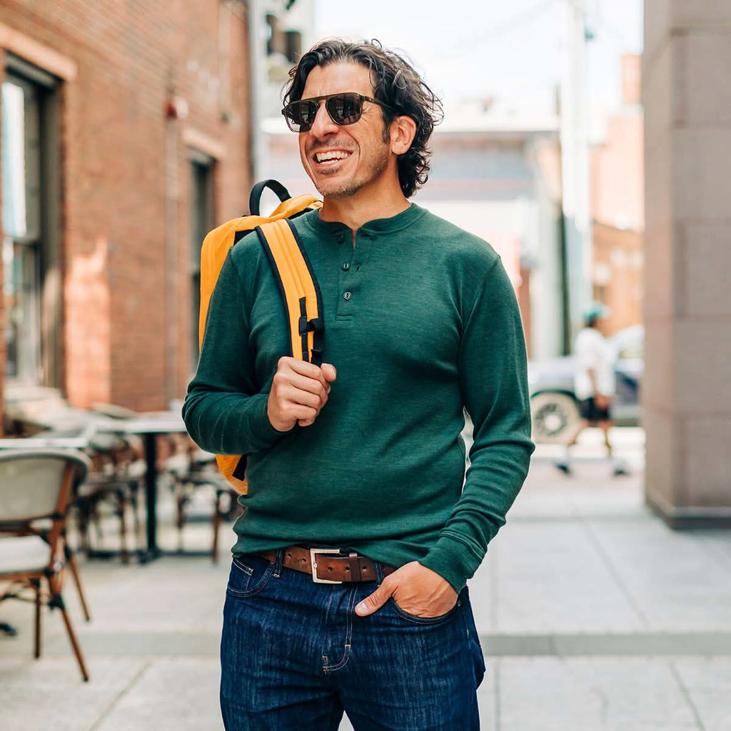 Midweight - Men's Long Sleeve Henley 100% Merino Wool - My Men's Shop