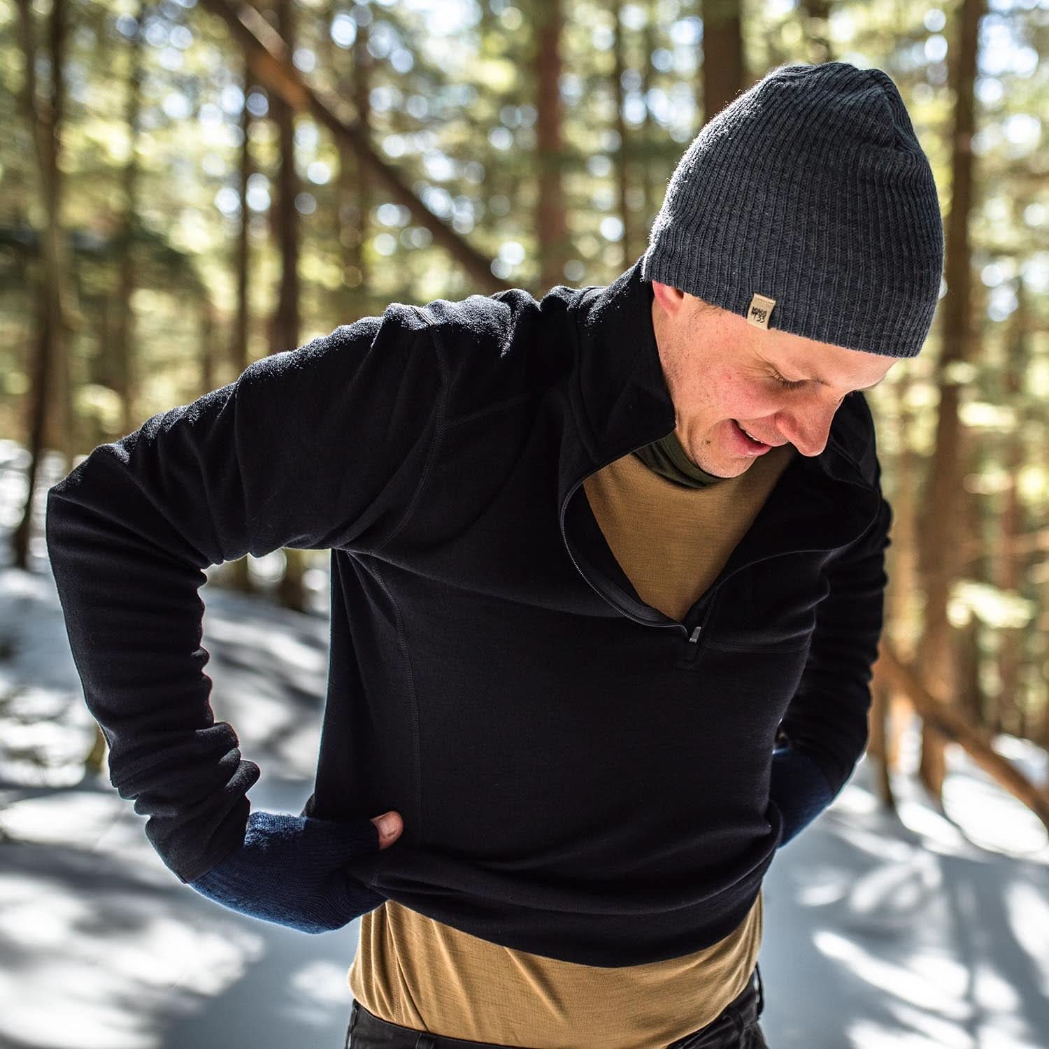 Heavyweight Men's Wool 1/4 Zip - 100% Merino Wool