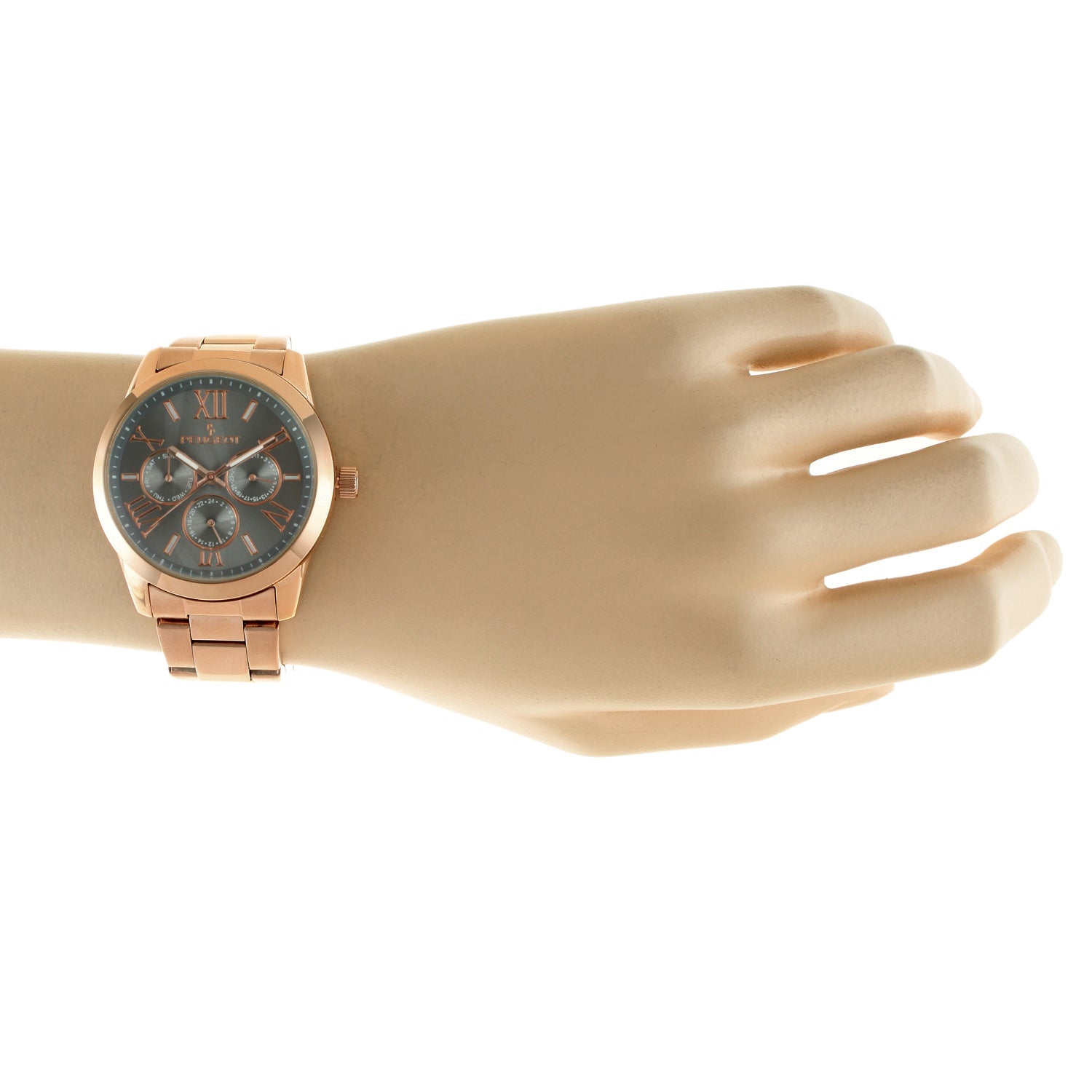 Women's 40mm Grey Dial Boyfriend Watch Multi-Function Steel Bracelet