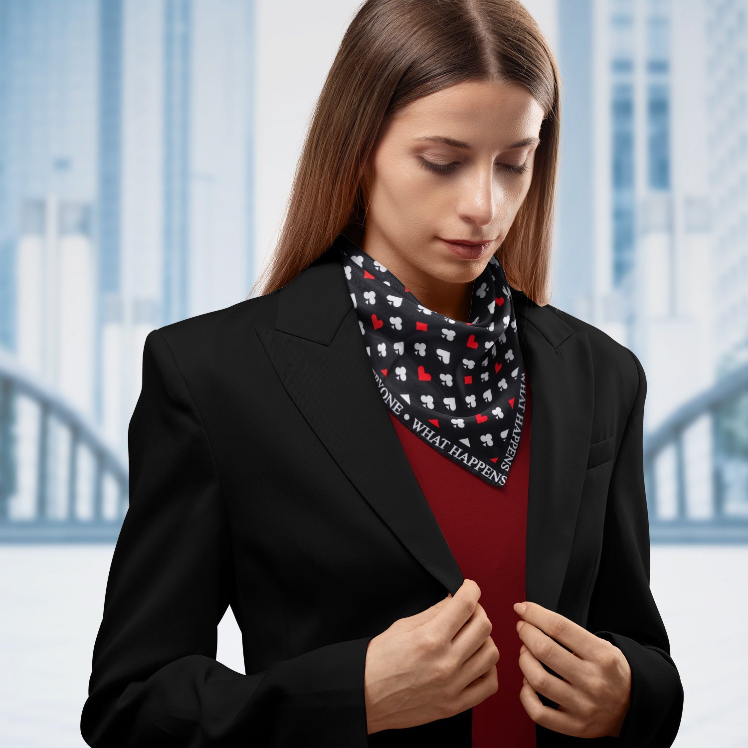 Satin Card Vegas Black Scarf