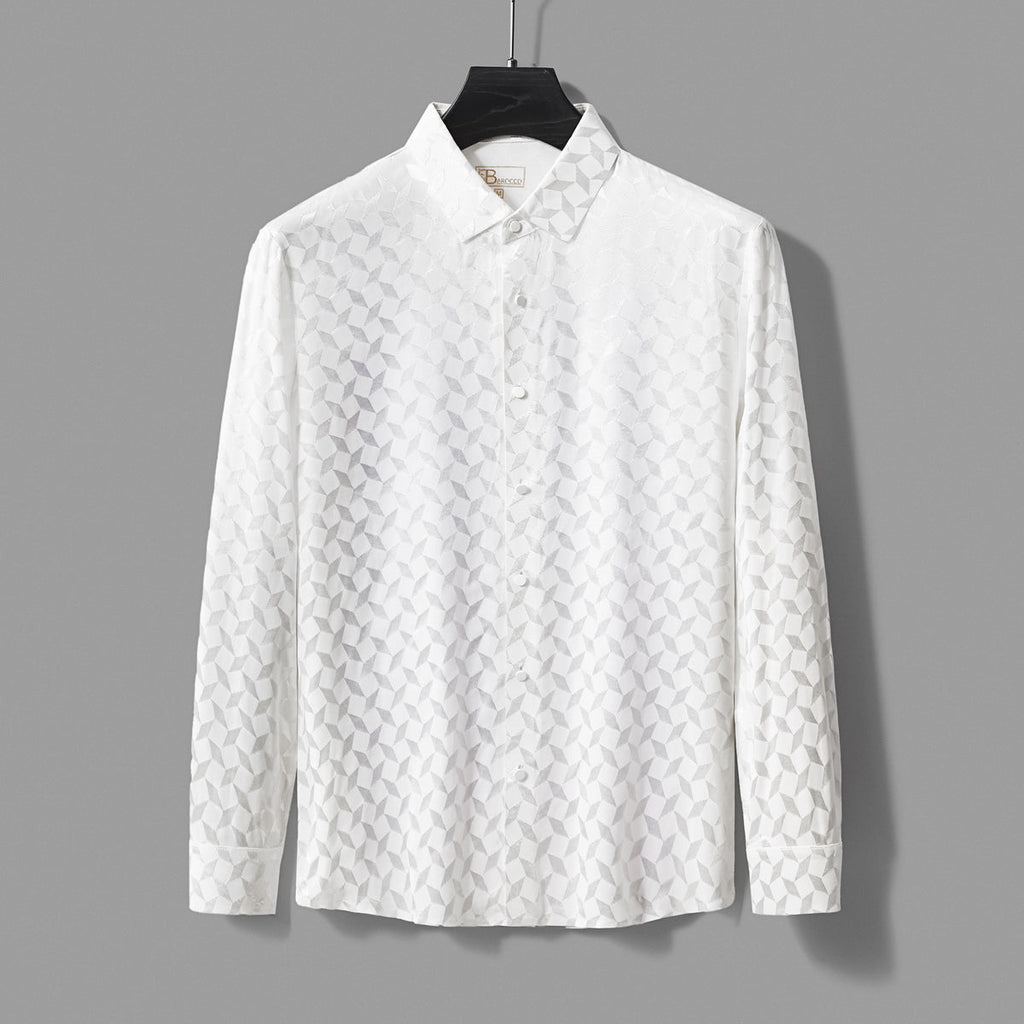 Optic Tessellation Stitchless LS Shirt IVORY - My Men's Shop