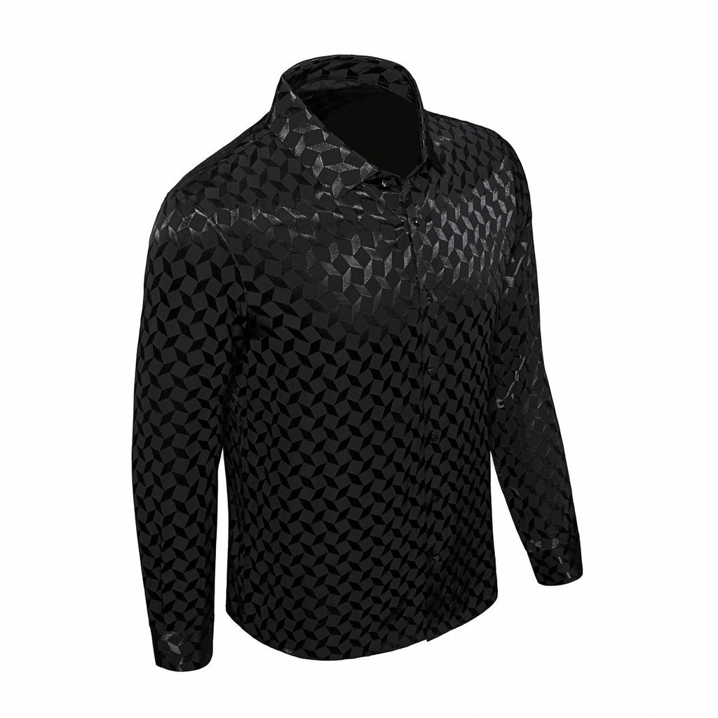 Optic Tessellation Stitchless LS Shirt BLACK - My Men's Shop