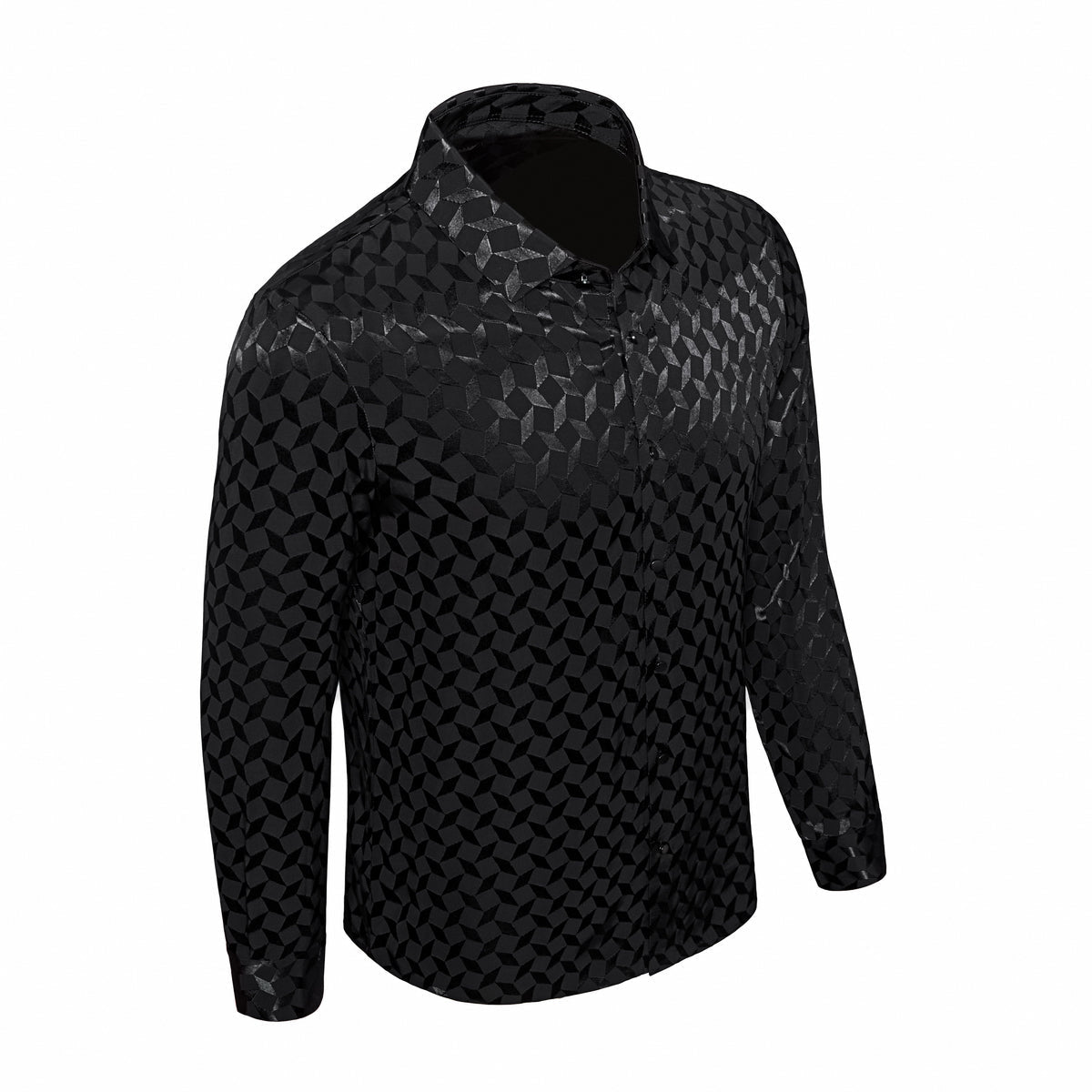 Optic Tessellation Stitchless LS Shirt BLACK - My Men's Shop