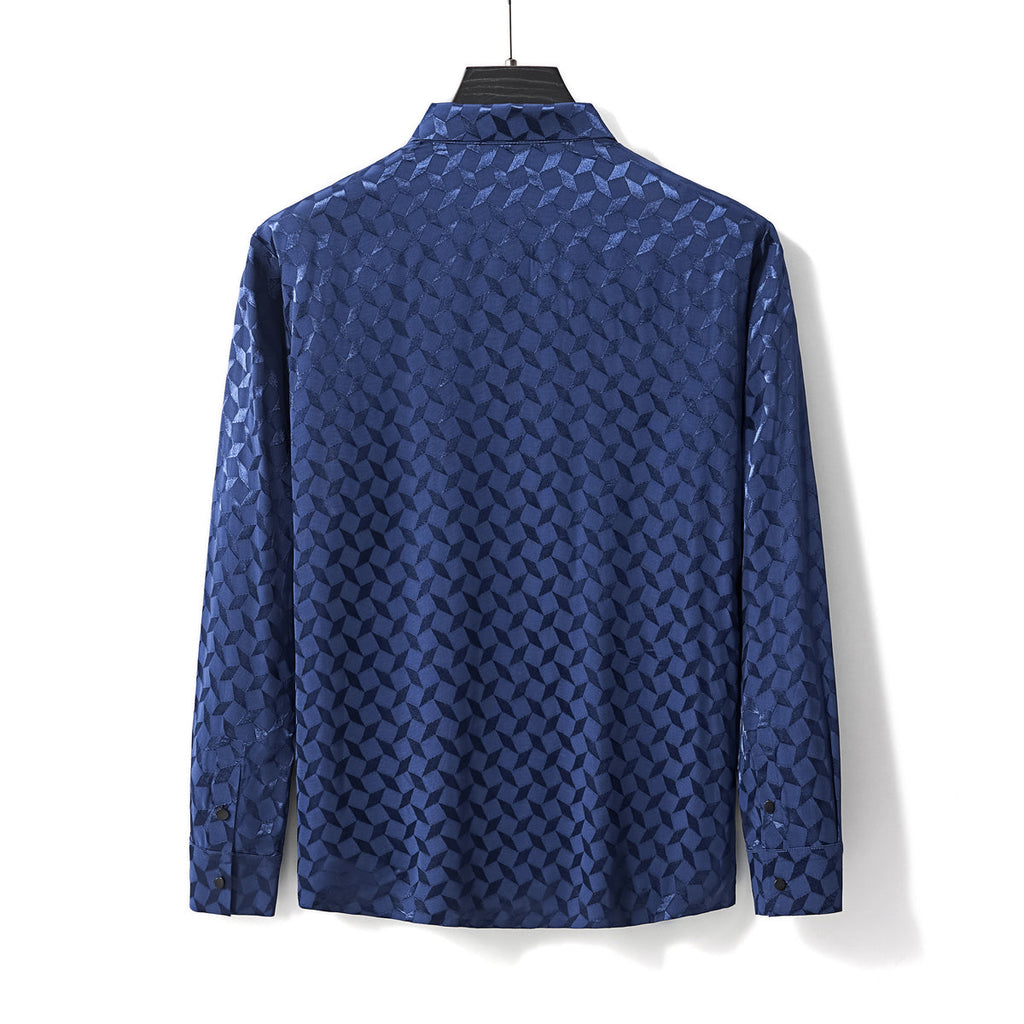 Optic Tessellation Stitchless LS Shirt NAVY - My Men's Shop