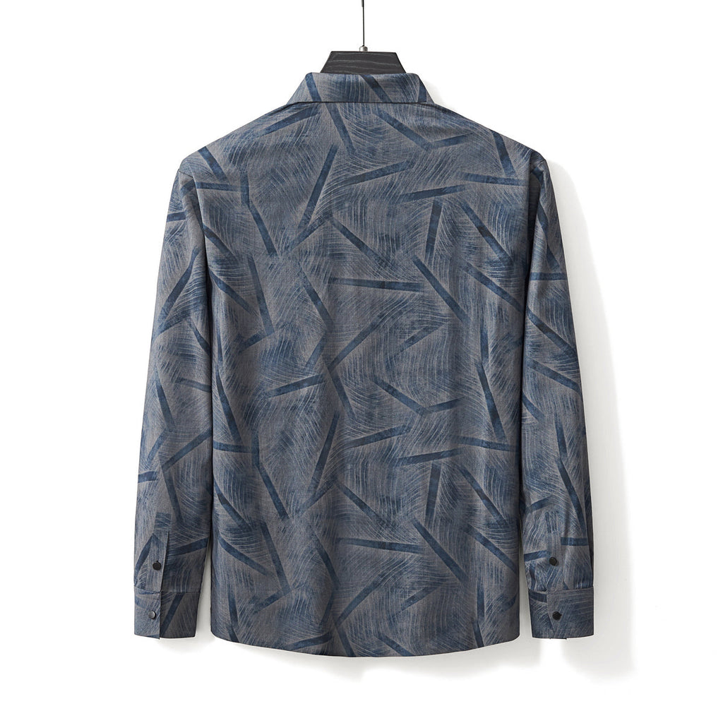 Inkstroke Geo Stitchless Shirt NAVY - My Men's Shop