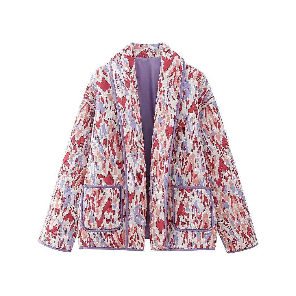 Women's Quilted Jacket Abstract Pastel Printed BYMANYC ® New York CONTEMPORARY ELEGANT CASUAL OUTERWEAR - New Collection