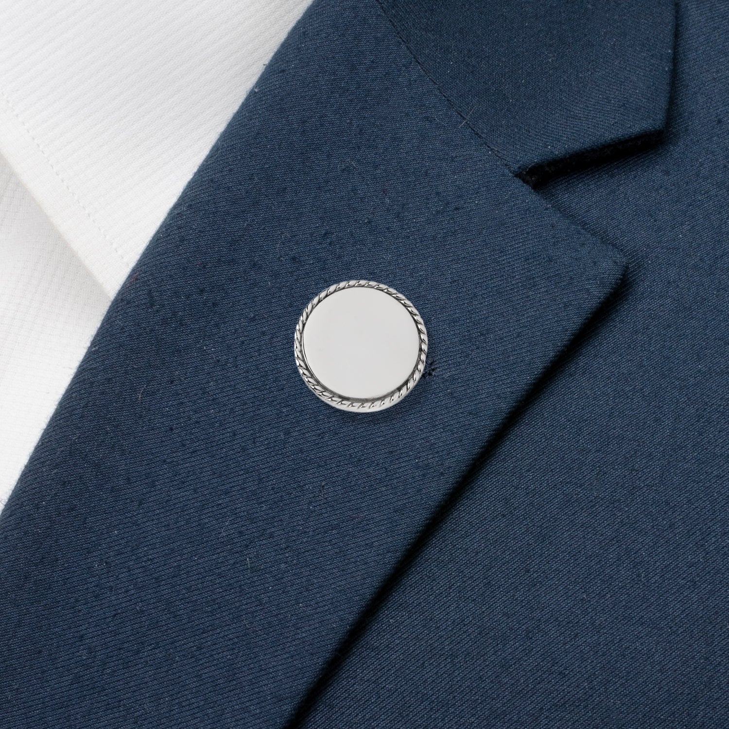 Stainless Steel Rope Border Round Engravable Lapel Pin