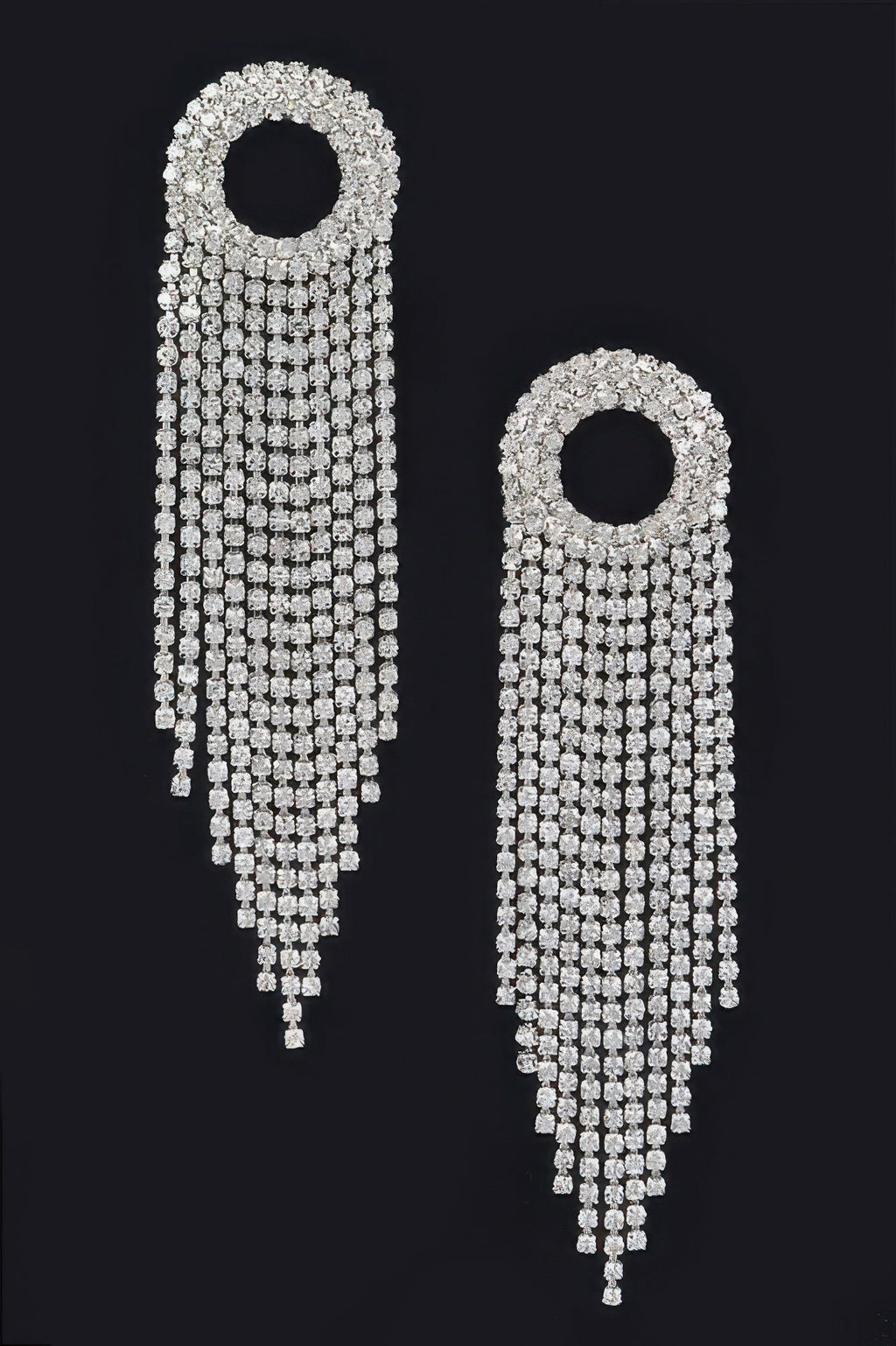 BROADWAY Rhinestone Fringe Drop Earrings: NYFW BYMANYC ® New York