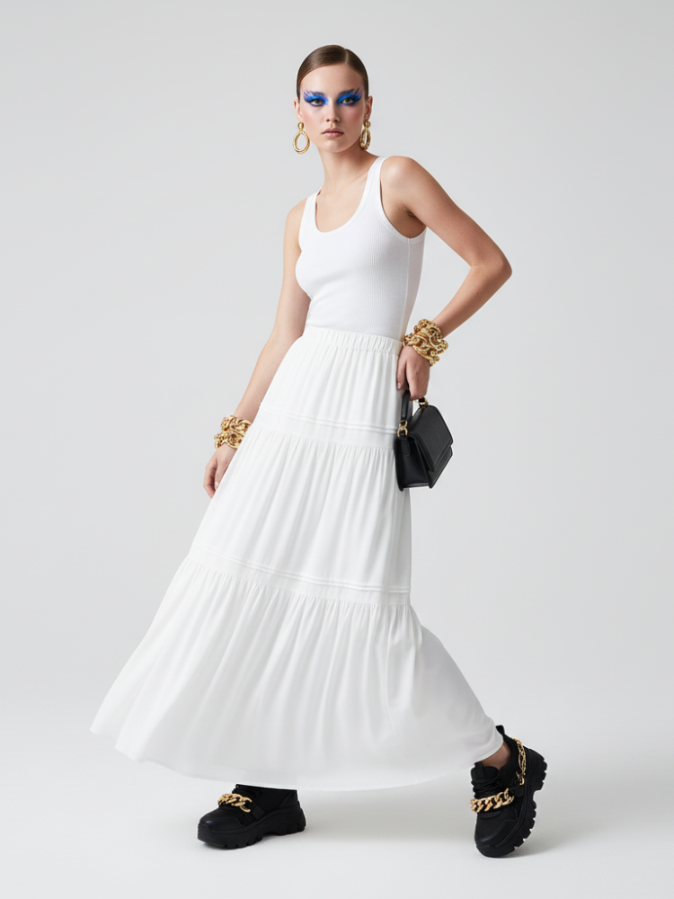 BROOKLYN BREEZE Tiered Maxi Skirt ECO FASHION BYMANYC ® New York
