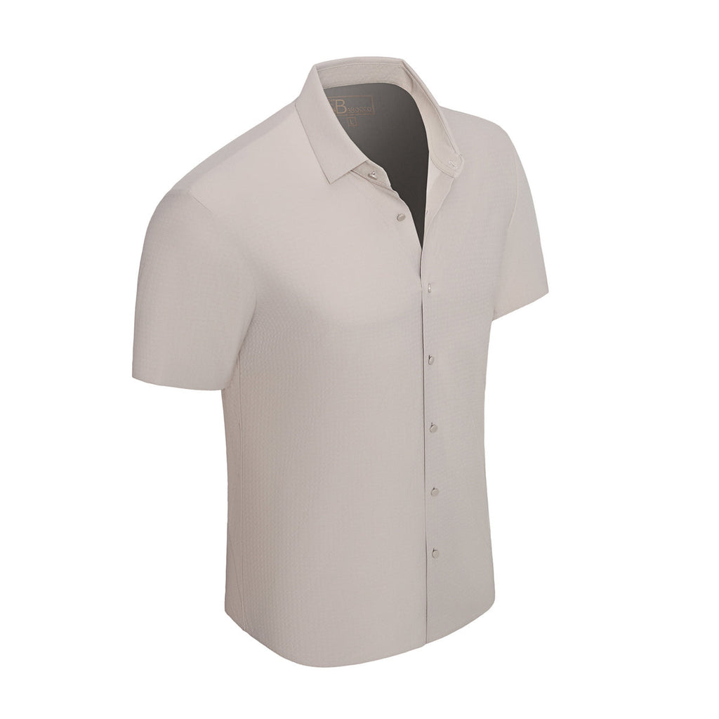 Stitchless Stretch Poplin SS Shirt KHAKI - My Men's Shop