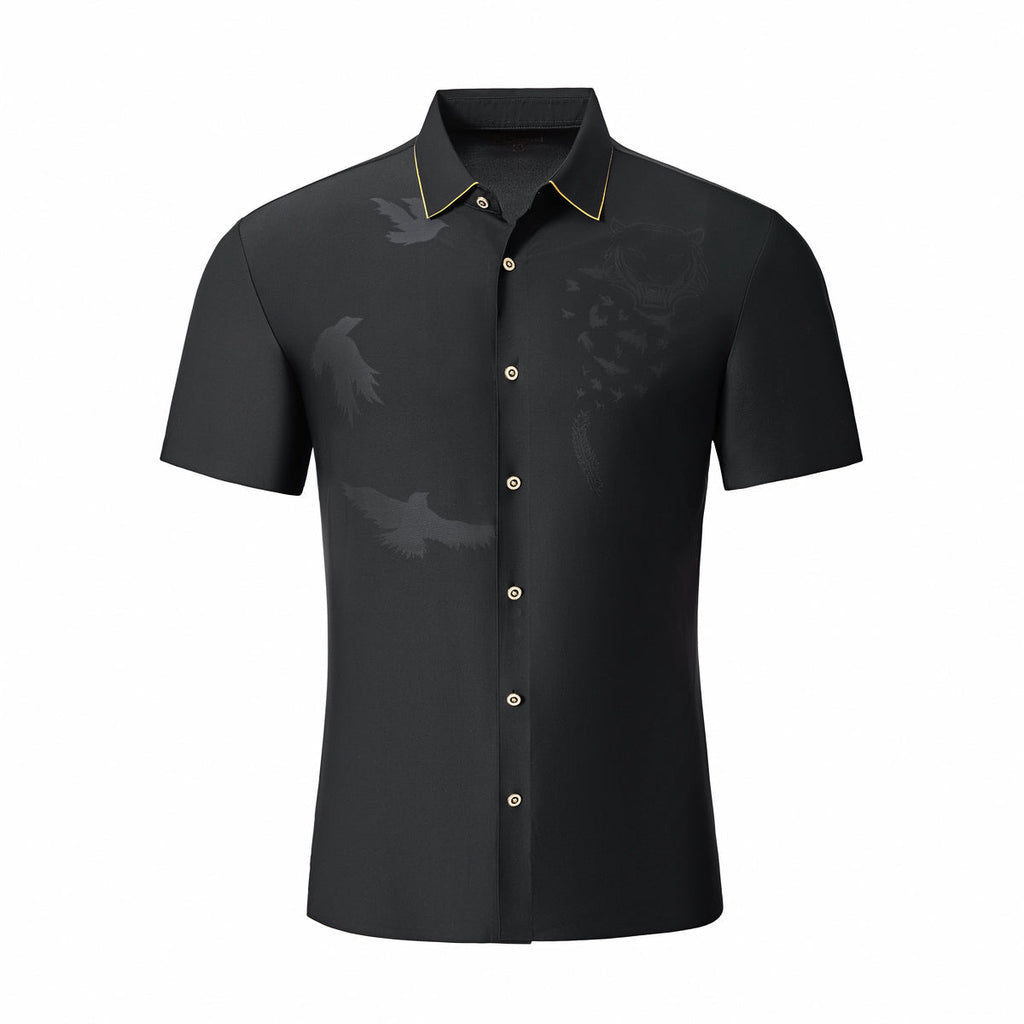 Shadow Beast Jacquard SS Shirt BLACK/GOLD - My Men's Shop