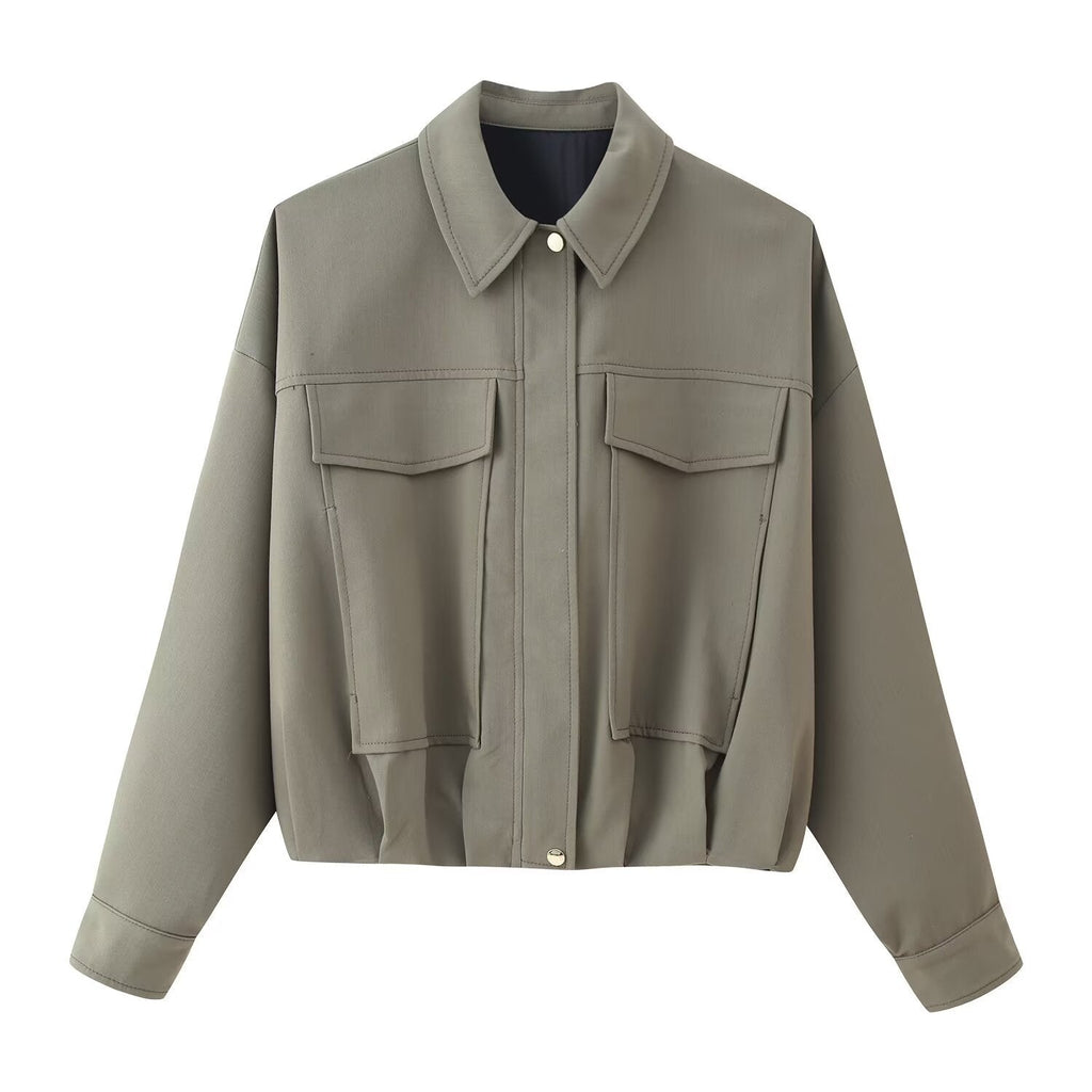 Women's Jacket Sage Green Utility BYMANYC ® New York SOHO OVERSIZED WORKWEAR BOMBER - New Collection