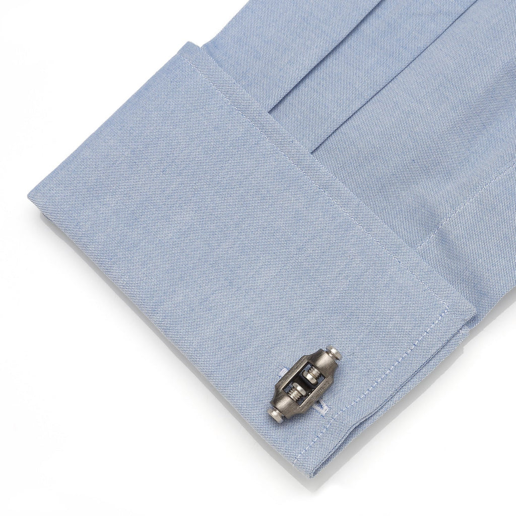 Double Bolt Silver Cufflinks in Black Rhodium - My Men's Shop