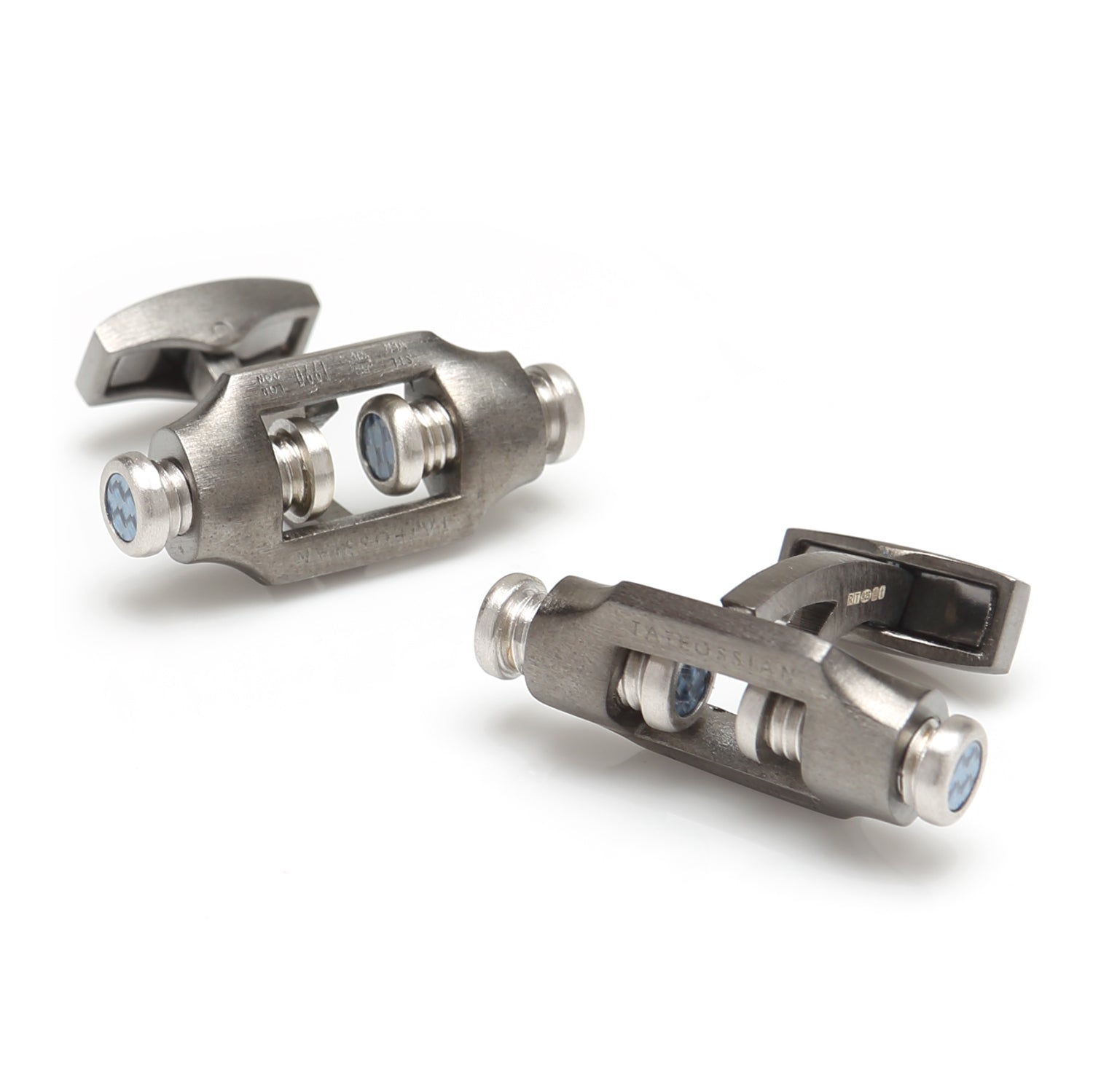 Double Bolt Silver Cufflinks in Black Rhodium - My Men's Shop