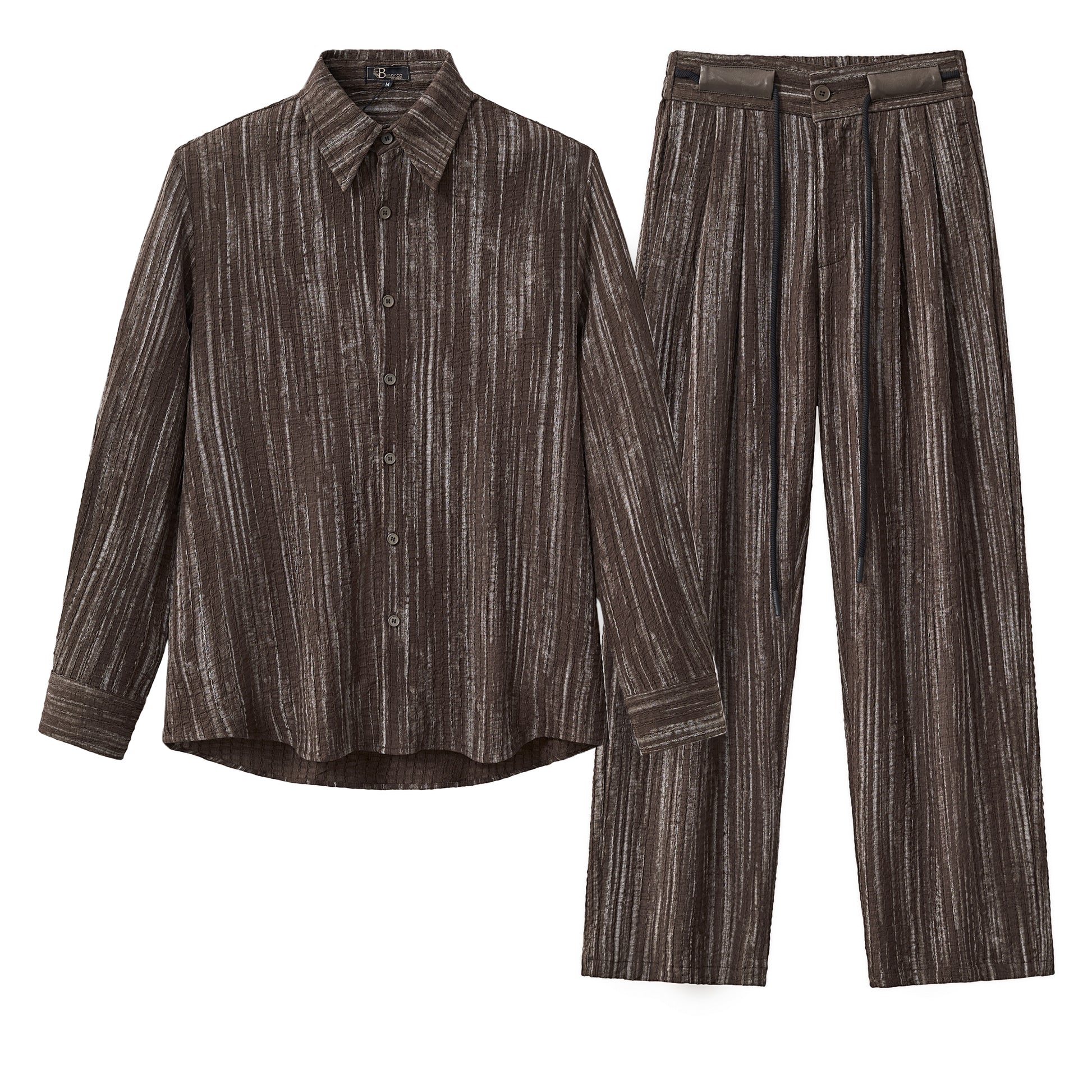 Canyon Set – Printed LS Shirt & Pleated pant BROWN - My Men's Shop