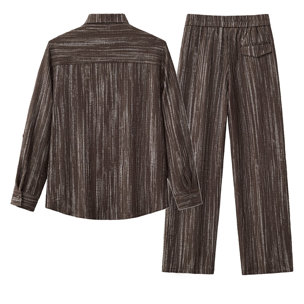 Canyon Set – Printed LS Shirt & Pleated pant BROWN - My Men's Shop