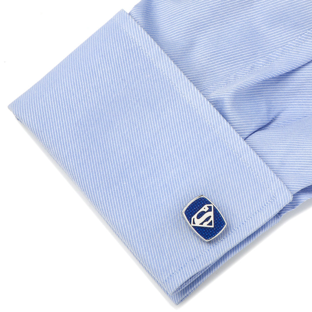 DC Superman Stainless Steel Carbon Fiber Cufflinks