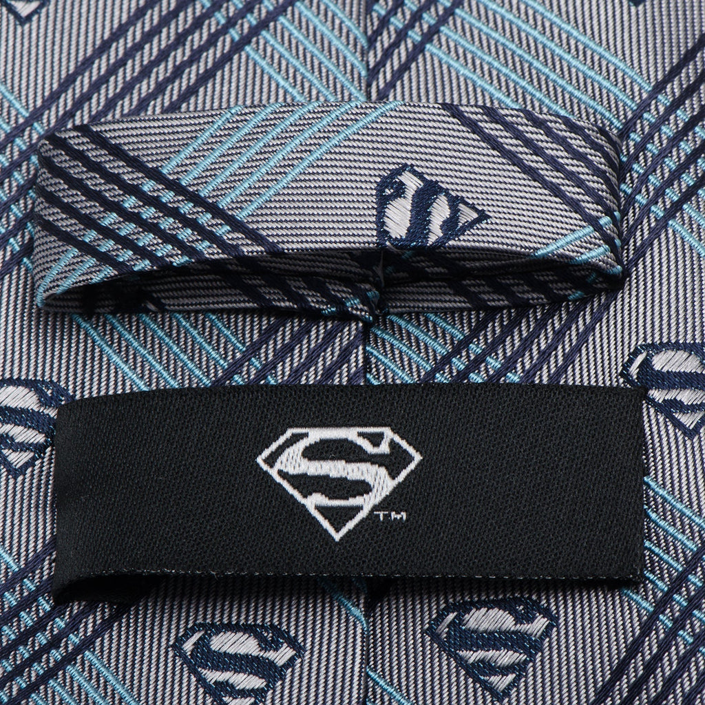 DC Superman Gray Plaid Tie