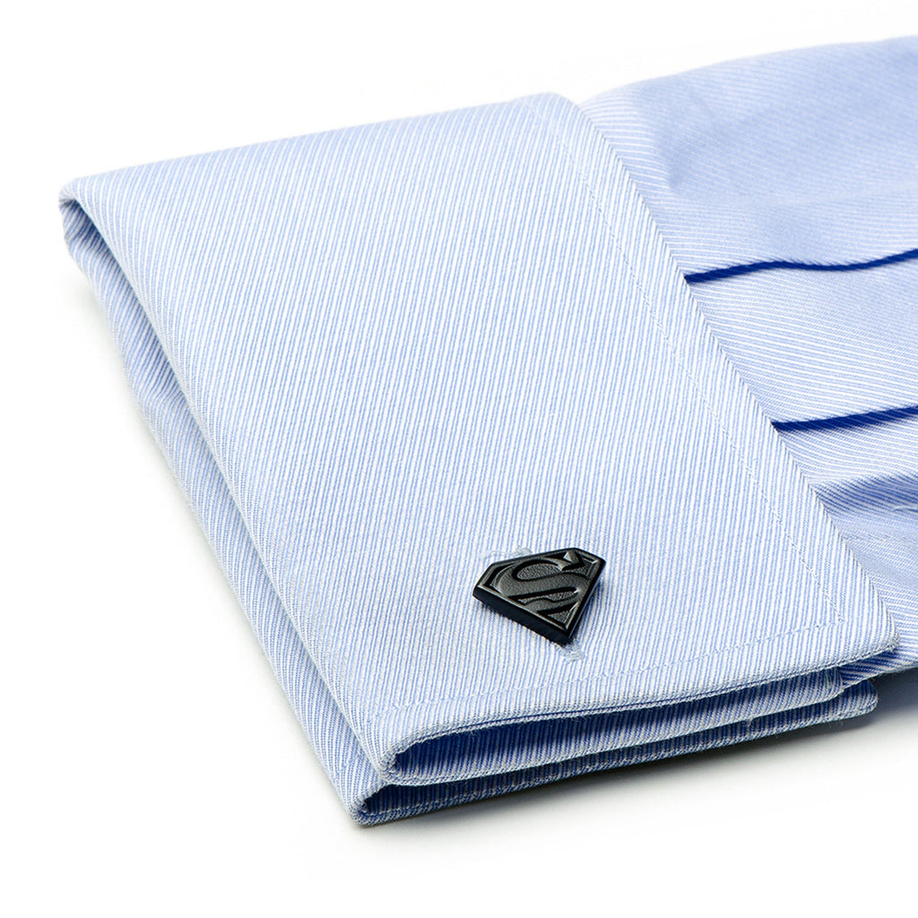 DC Superman Shield Satin Black Cufflinks