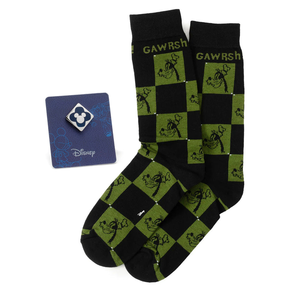 Disney Goofy Check Socks and Mickey Mouse Blue Lapel Pin Gift Set