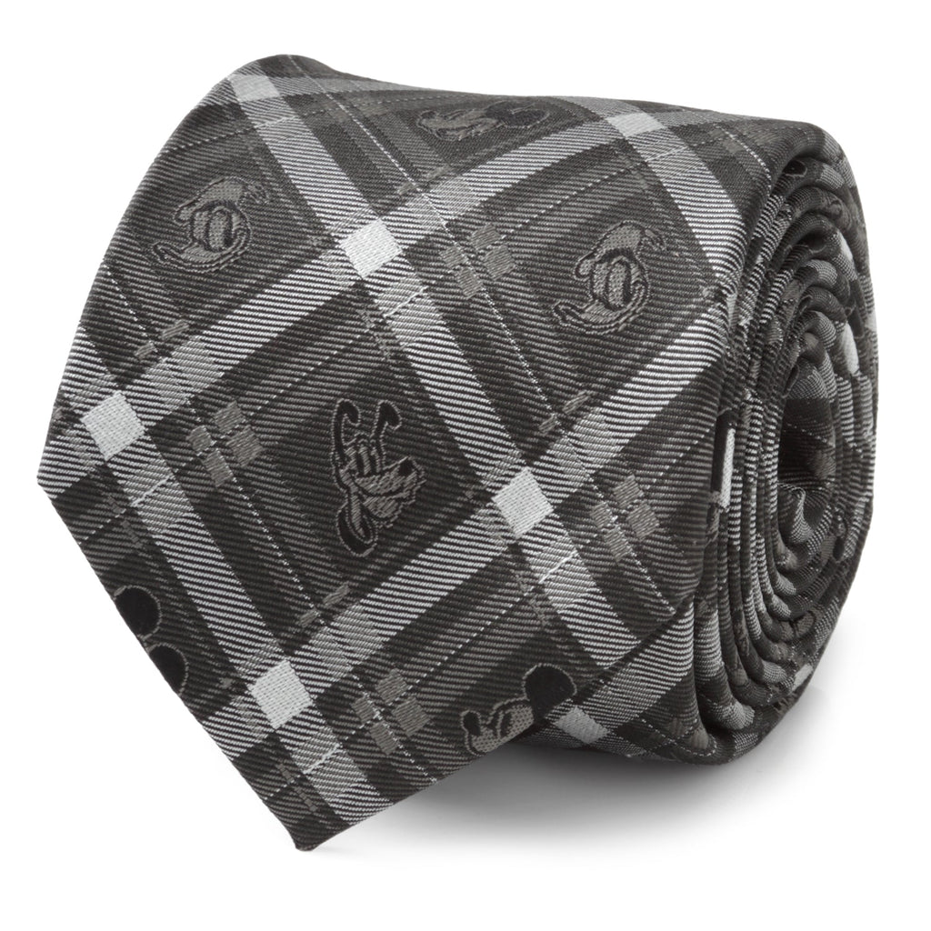 Disney Mickey and Friends Charcoal Plaid Men's Tie