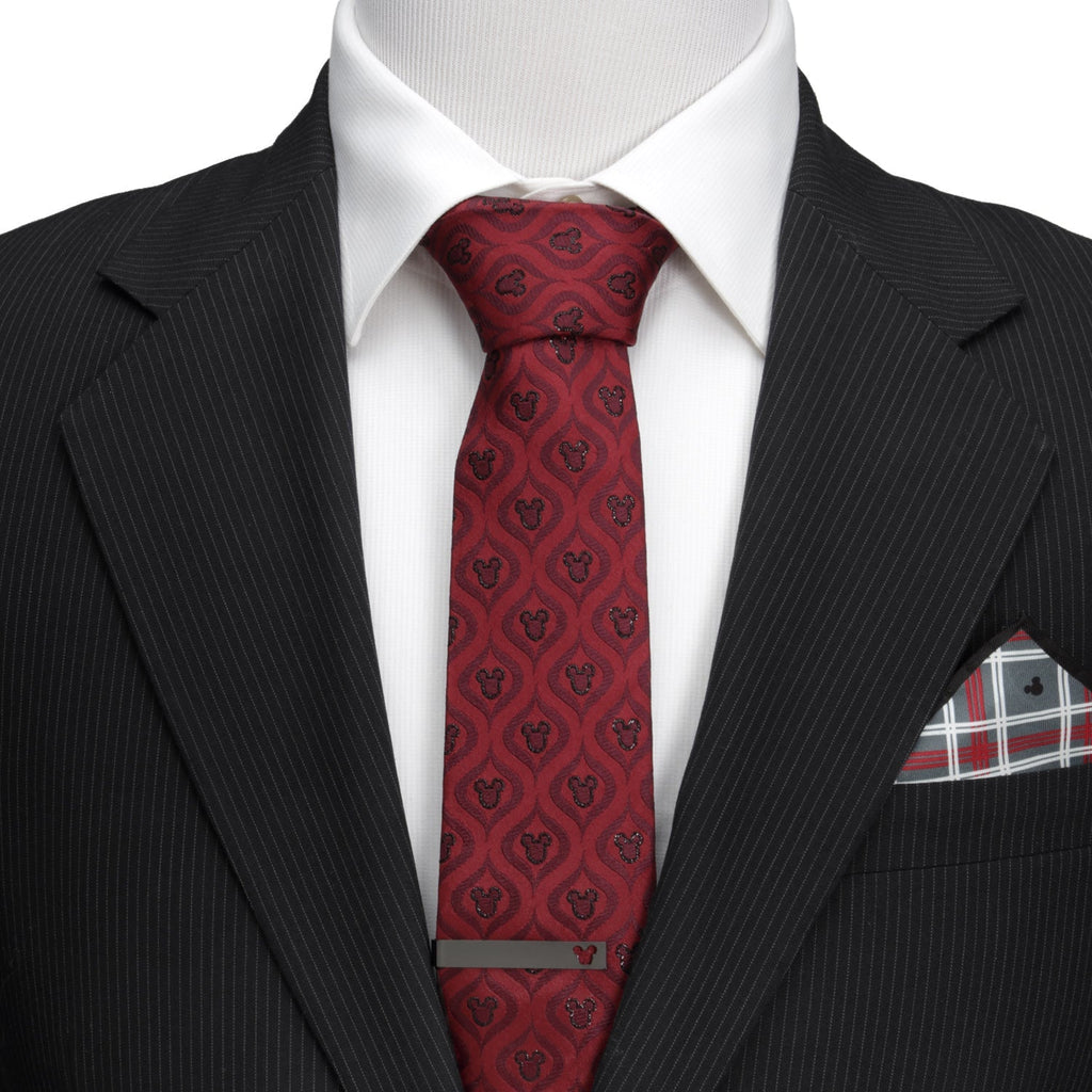 Disney Mickey Mouse Holiday Metallic Black Silk Men's Tie