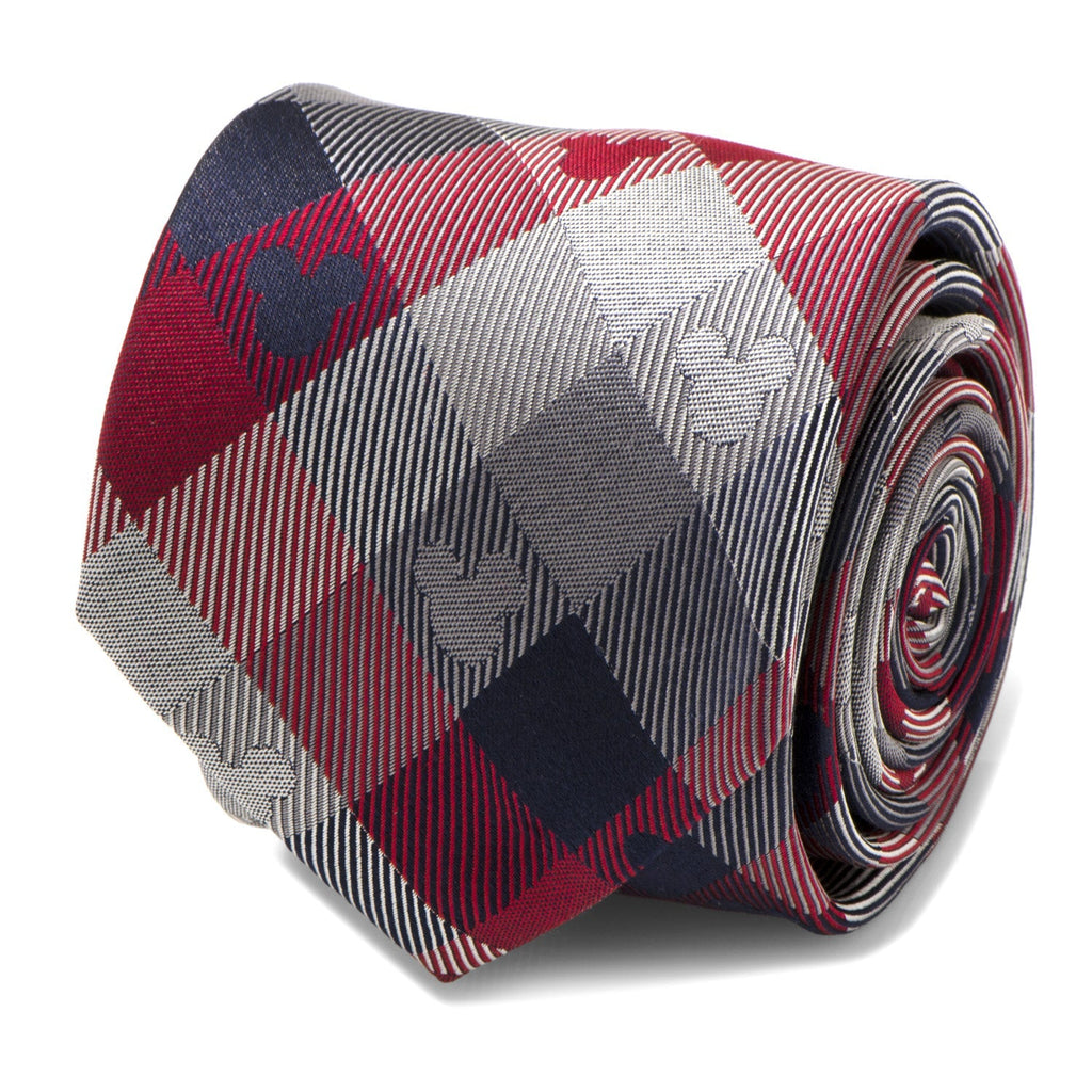 Disney Mickey Mouse Red and Blue Plaid Men's Tie