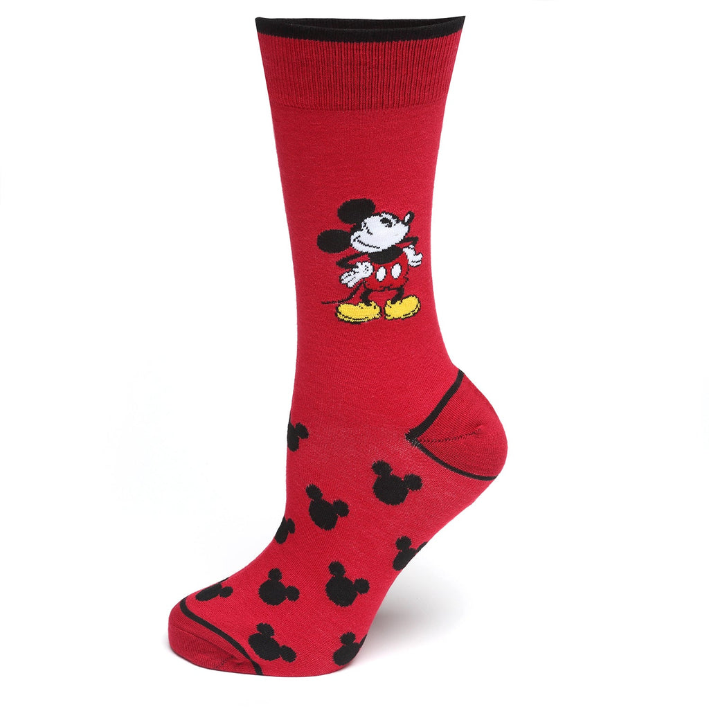 Disney Mickey Mouse Pie-Eyed Red Sock and Mickey Blue Lapel Pin Gift Set