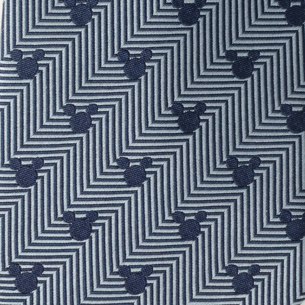 Disney Mickey Mouse Silhouette Blue Herringbone Men's Tie