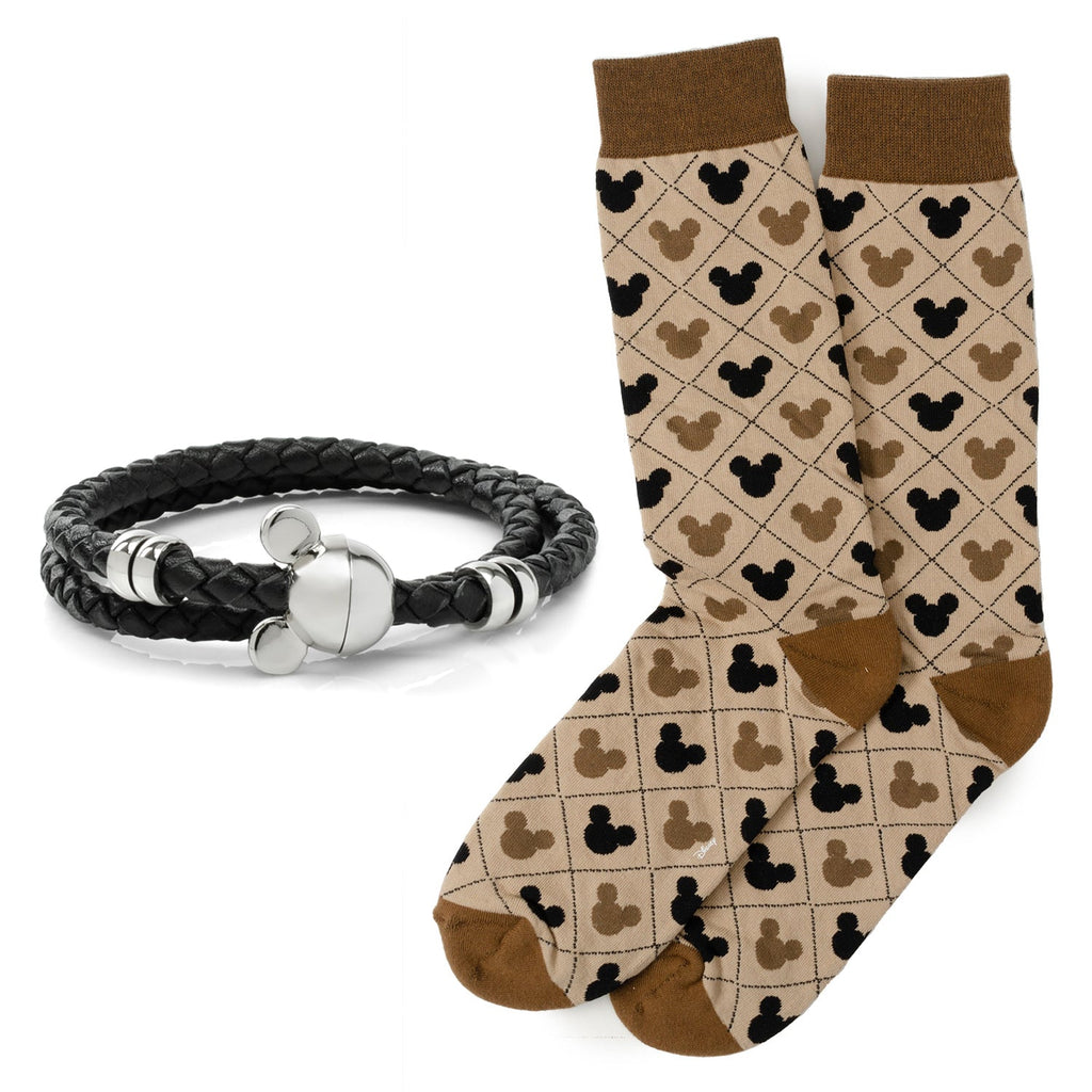 Disney Mickey Mouse Silhouette Sock and Bracelet Gift Set