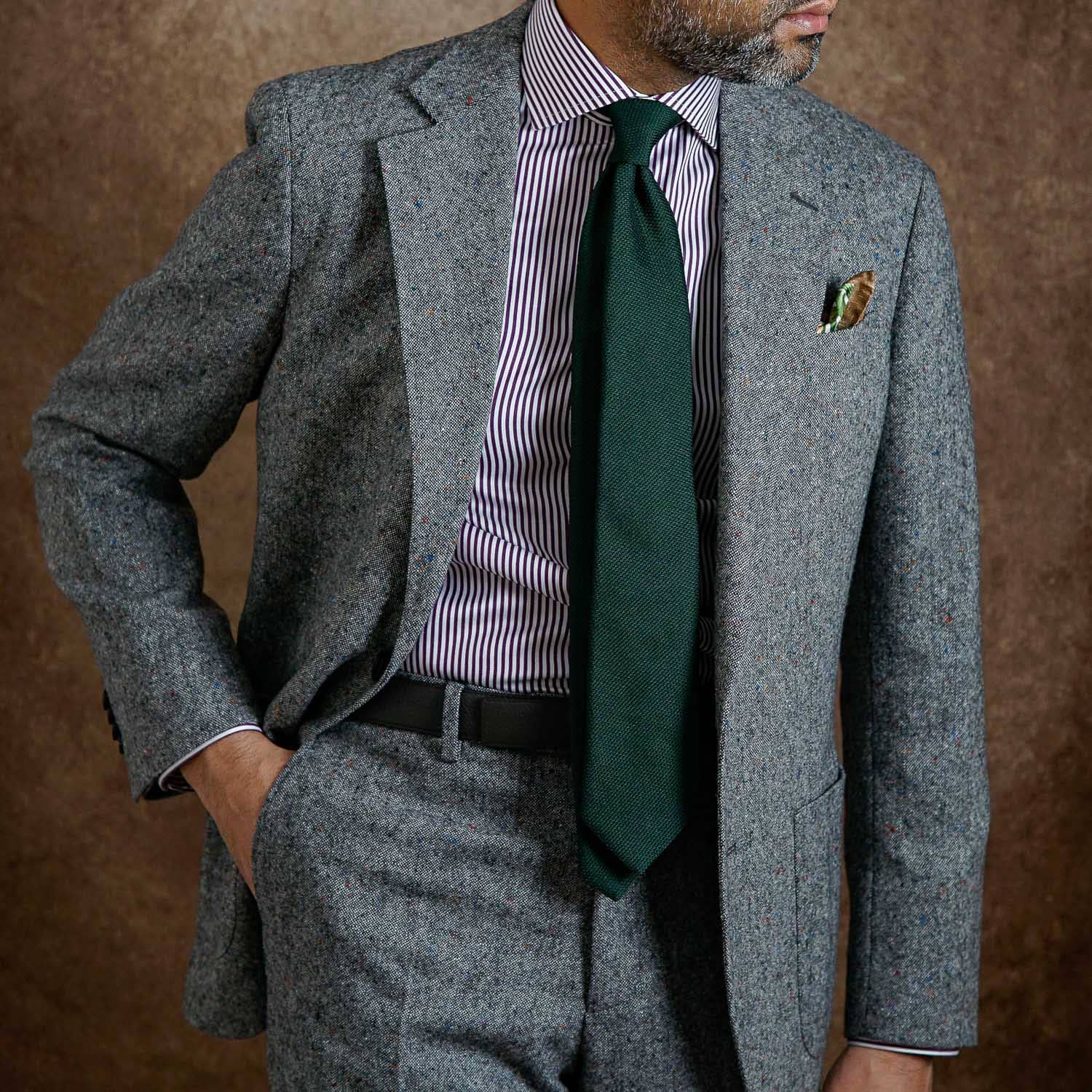 Foresta - Green Silk Grenadine Tie - My Men's Shop