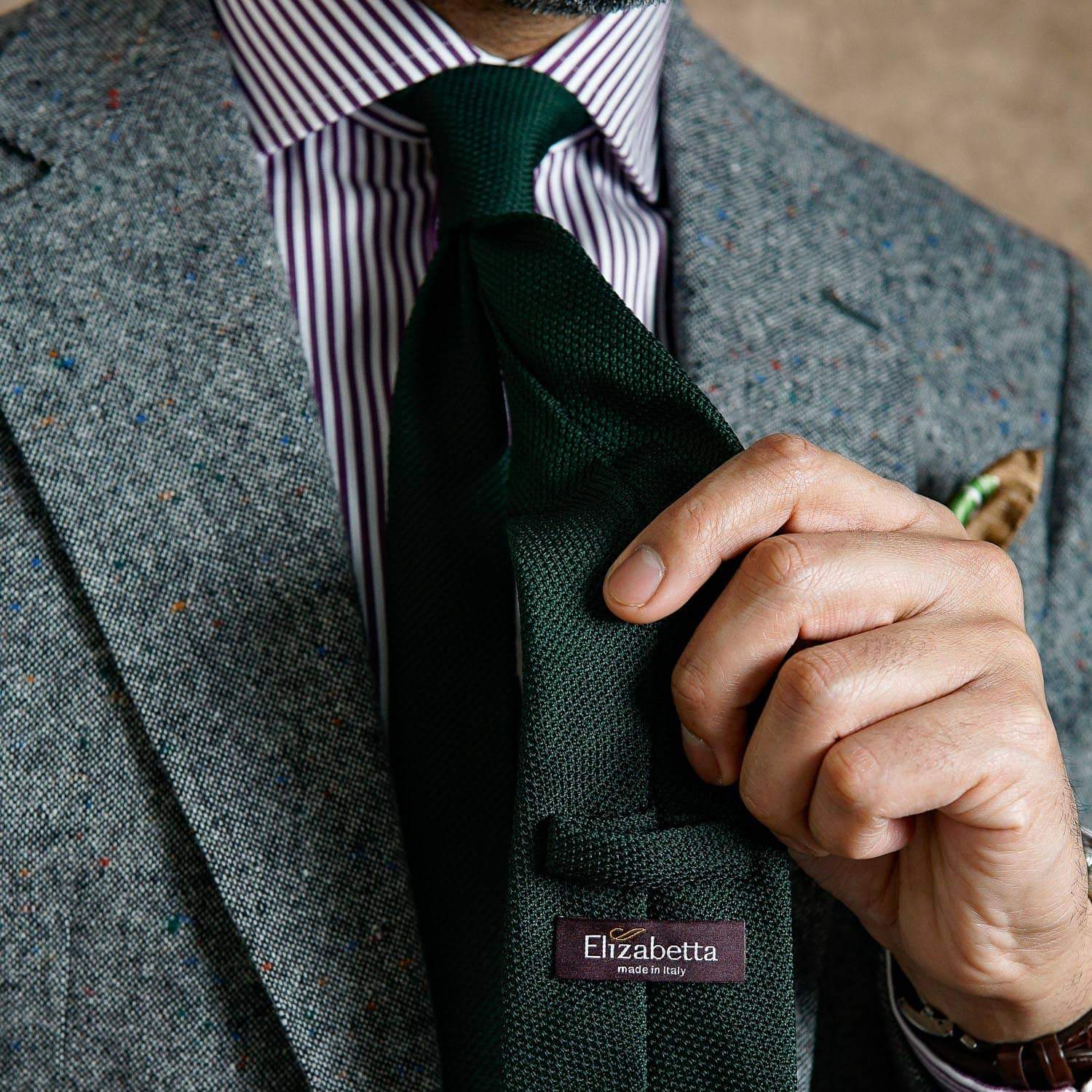 Foresta - Green Silk Grenadine Tie - My Men's Shop