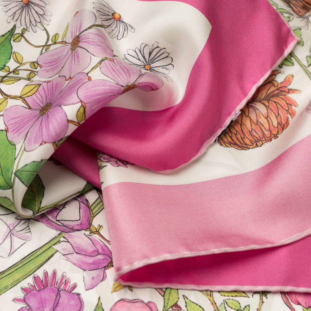 Flora - Silk Foulard - Pink