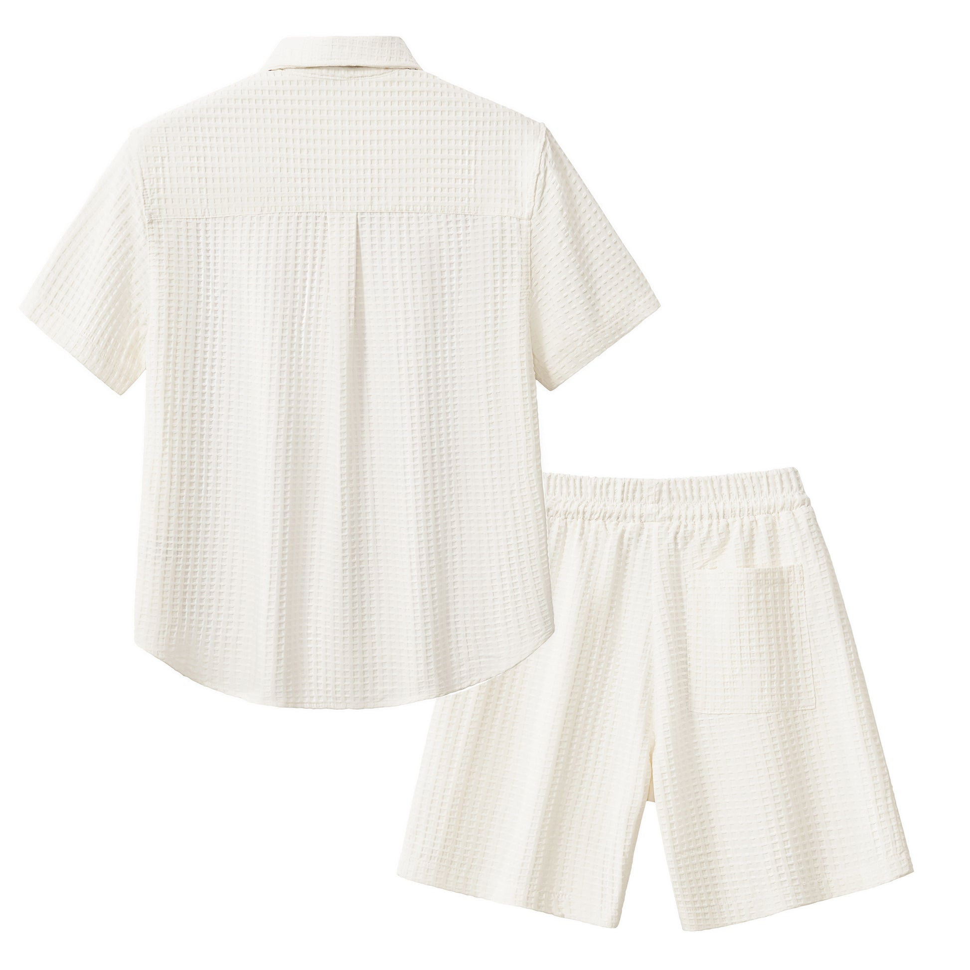 Drift Set – Waffle Textured Shirt & Short WHITE - My Men's Shop