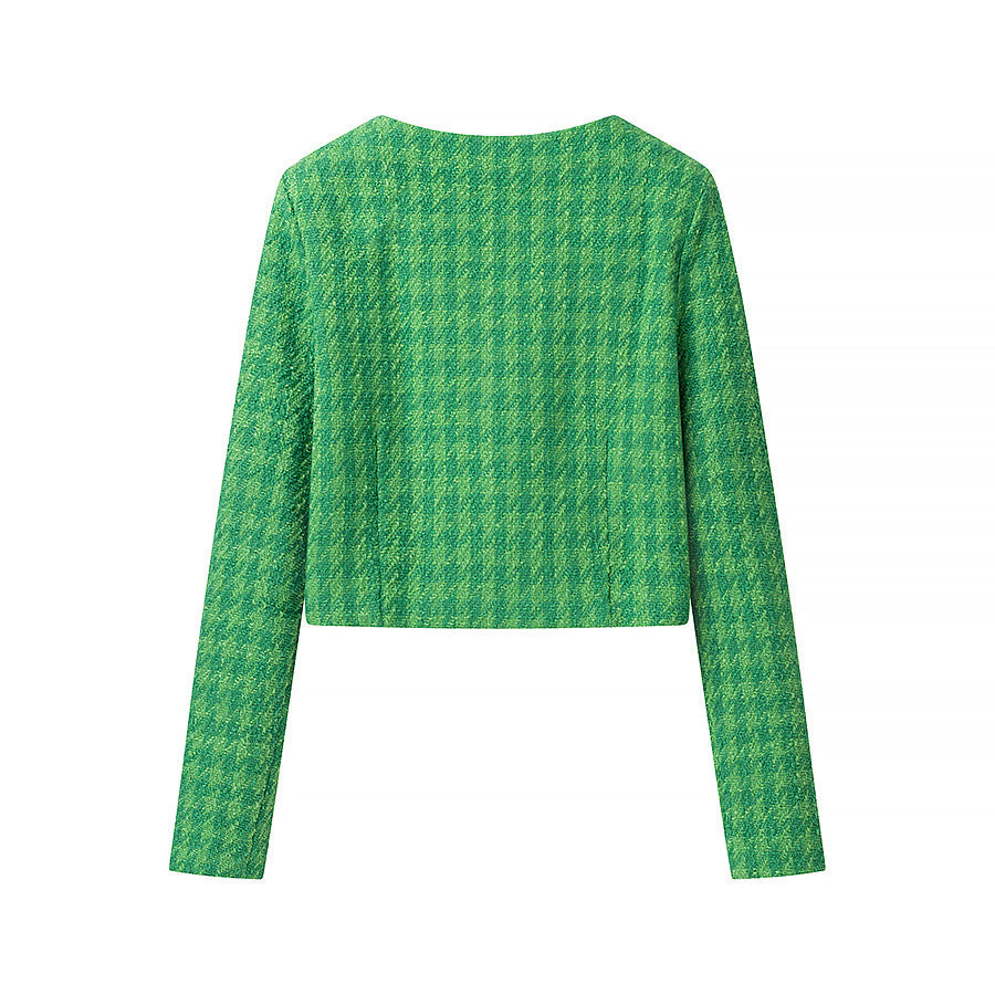 Emerald Green Tweed-Style Short Jacket For Women, SoHo, BYMANYC New York. - My Men's Shop