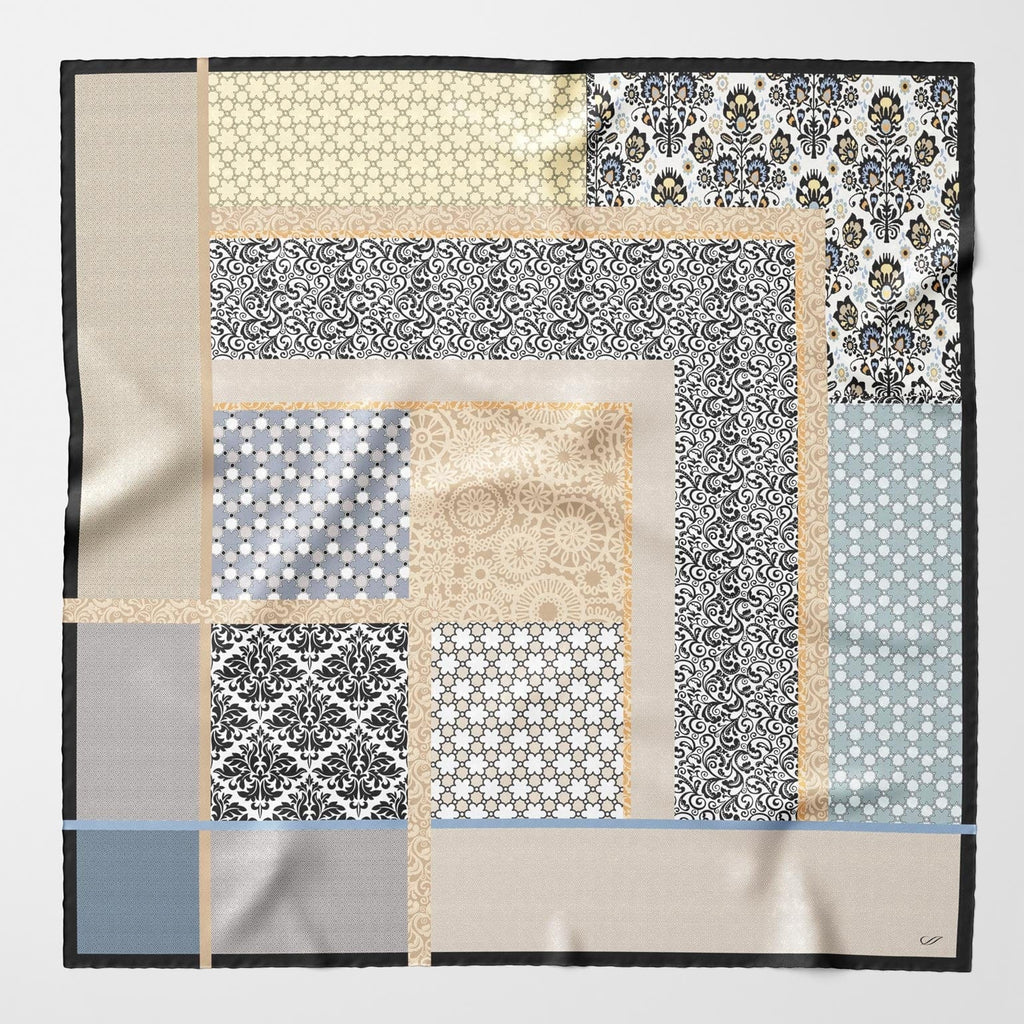 Dafne - Silk Scarf Shawl - Beige & Grey - My Men's Shop