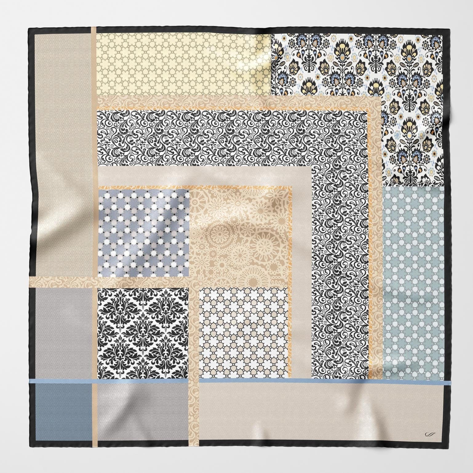 Dafne - Silk Scarf Shawl - Beige & Grey - My Men's Shop