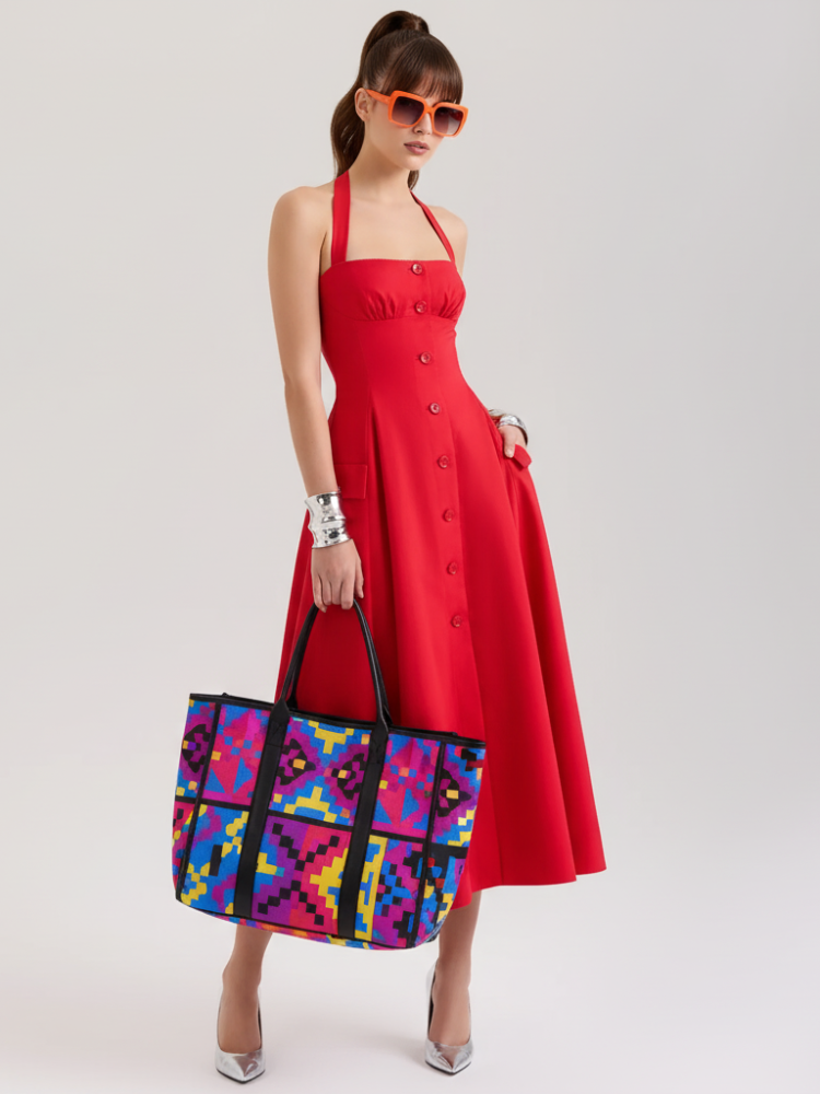 Fitted V-Neck Halter Dress For Women, Mid-waist, Midtown, BYMANYC New York. - My Men's Shop