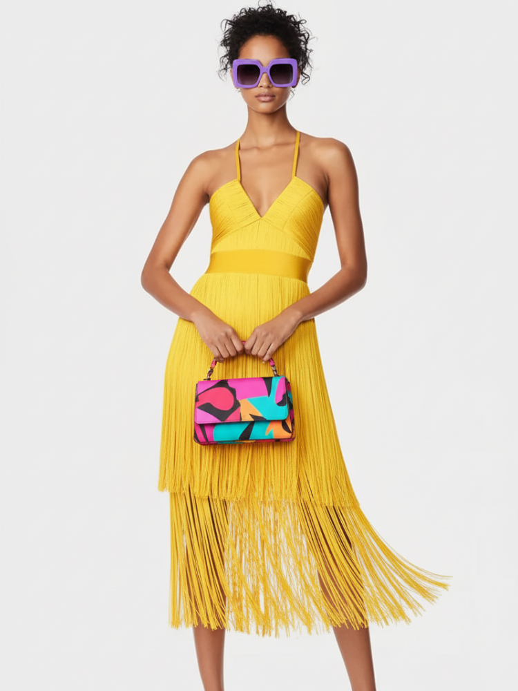 Fringe Bandage Dress With Suspender Straps For Women, Tribeca, BYMANYC New York. - My Men's Shop