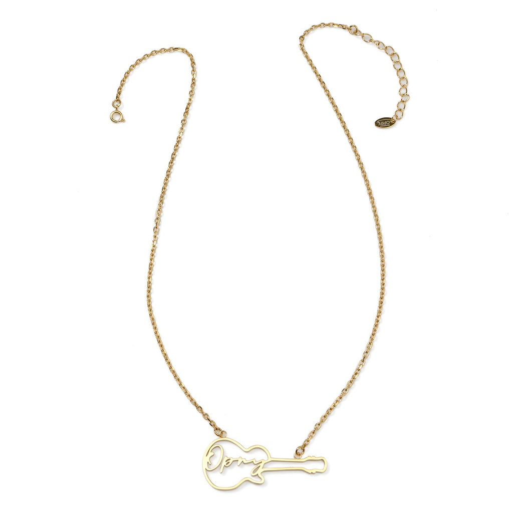 Grand Ole Opry 18K Gold Plated Stainless Steel Guitar Necklace